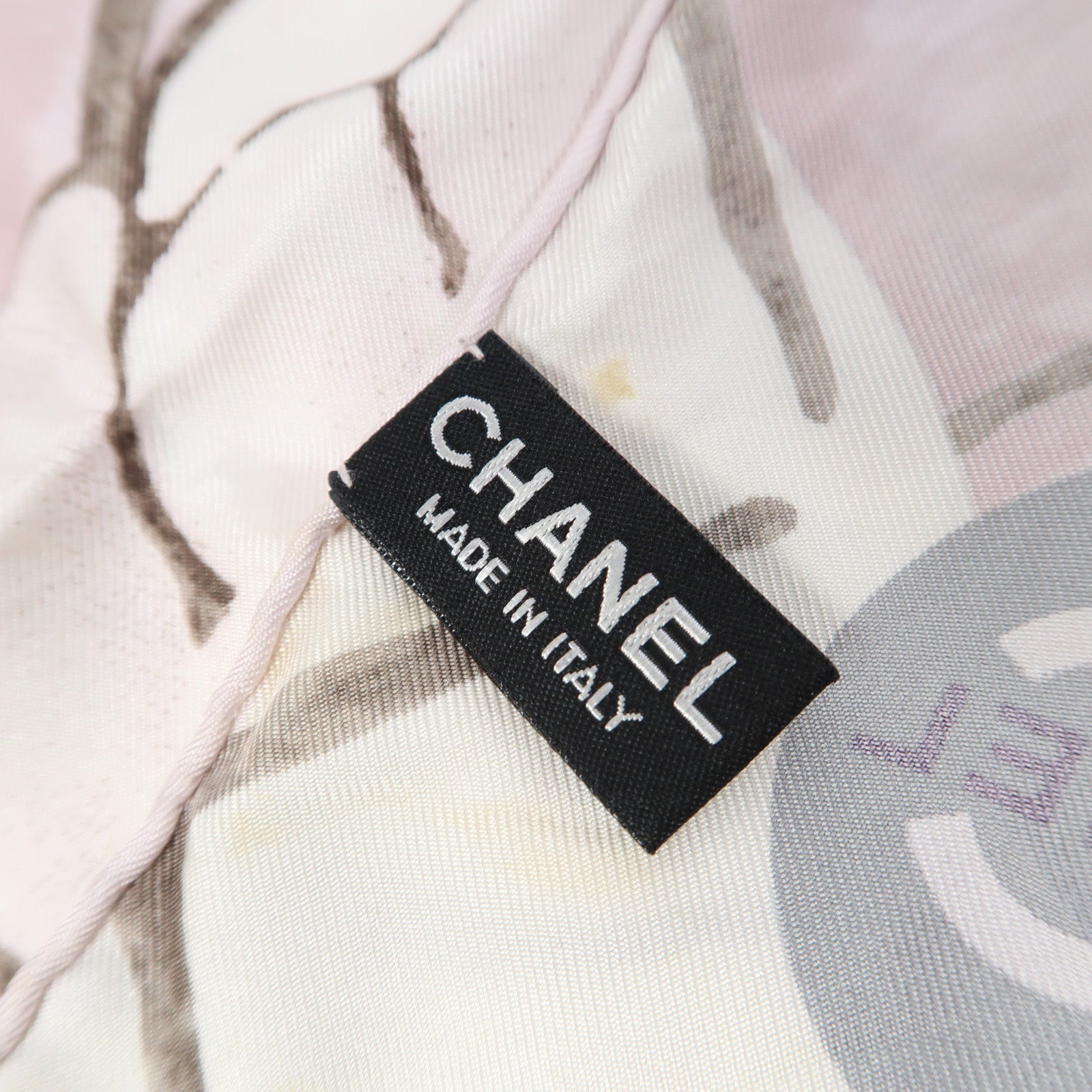 CHANEL 絲質Square Scarf絲巾粉紅色/白色