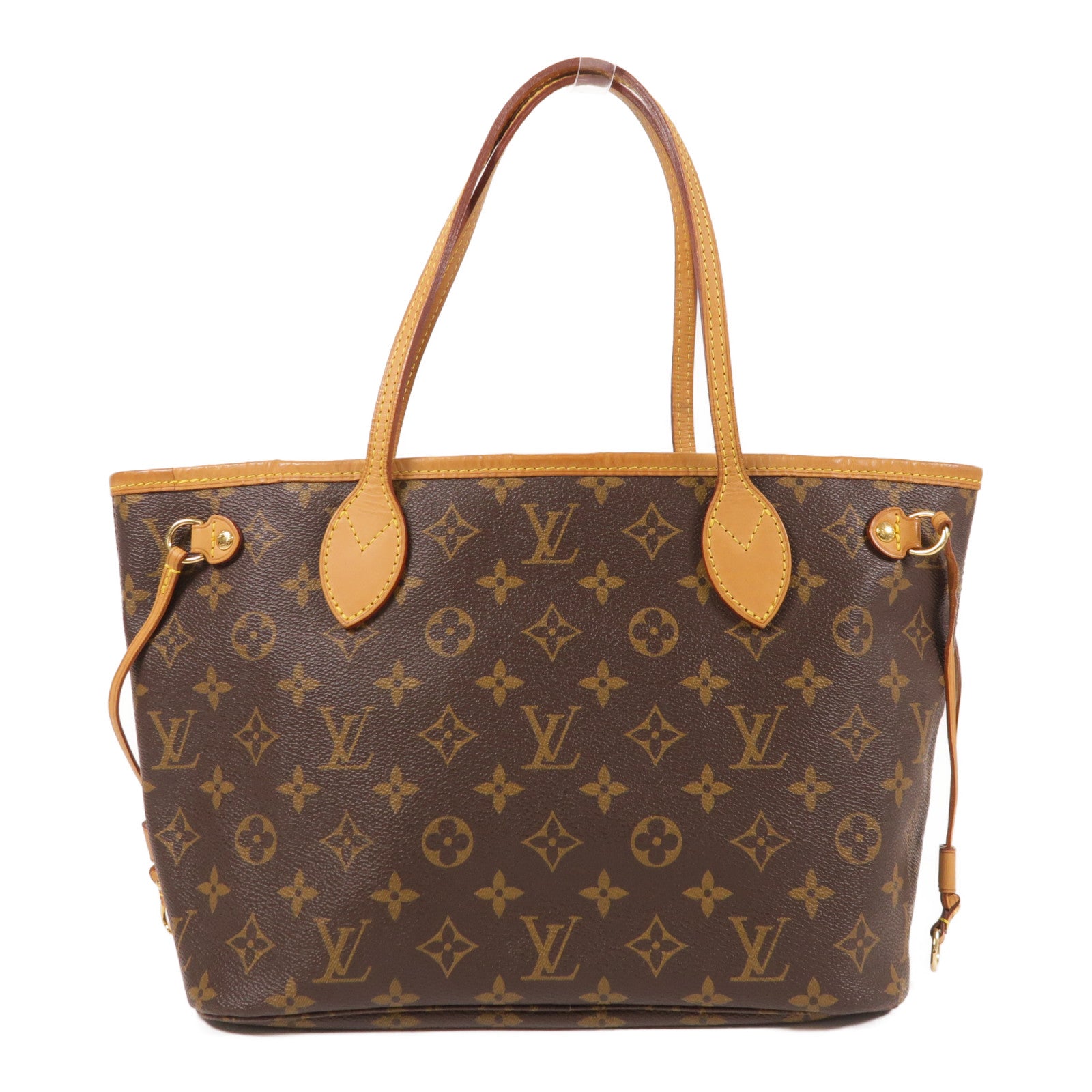 LOUIS VUITTON Monogram Neverfull PM金扣肩背袋棕色