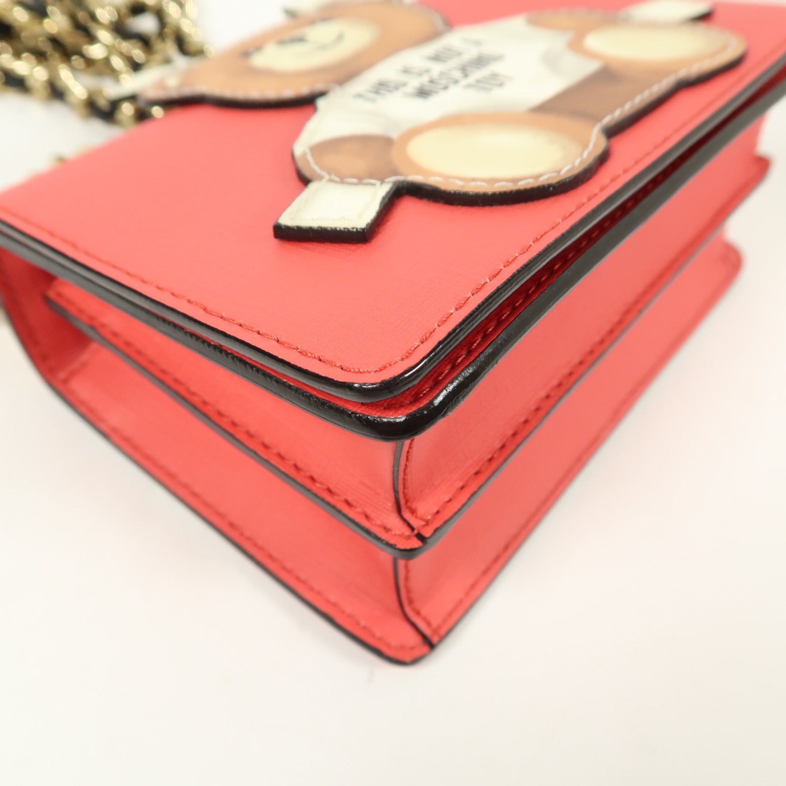 MOSCHINO 皮革Shoulder Bag金扣鏈帶肩背袋