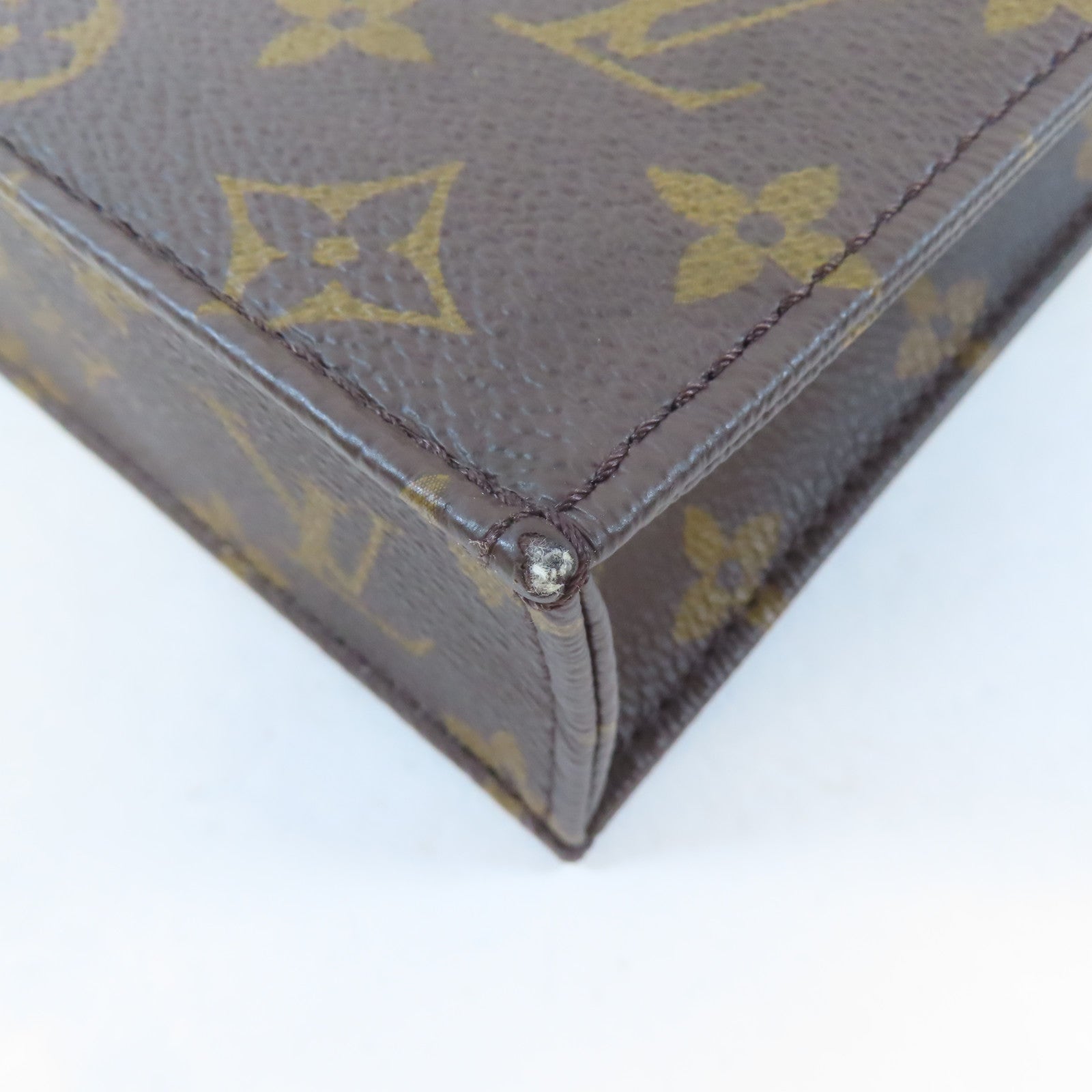 LOUIS VUITTON Monogram Petit Sac Plat金扣手挽肩背兩用袋啡色