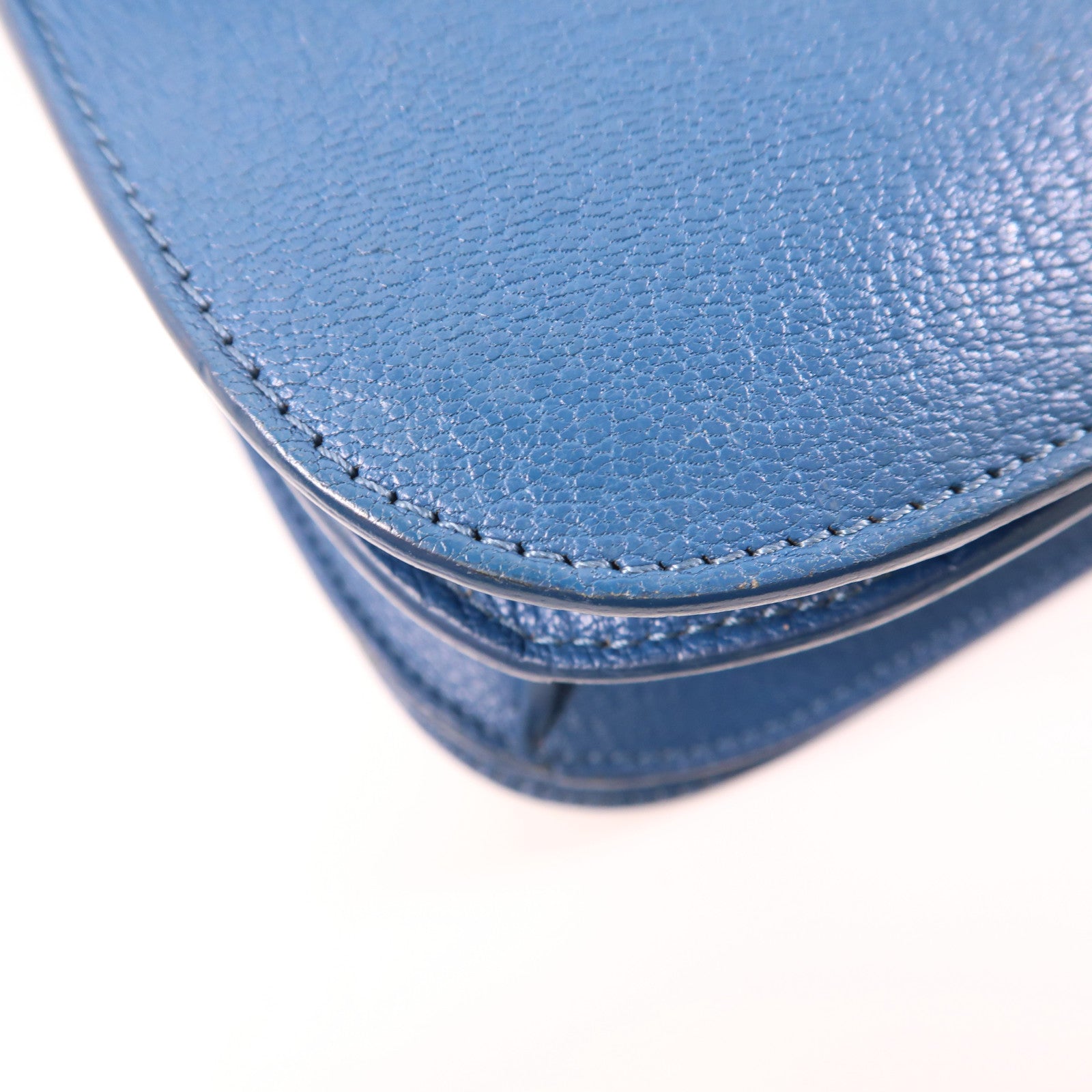 CELINE GHW Classic Box Shoulder Bag Calfskin Leather Blue