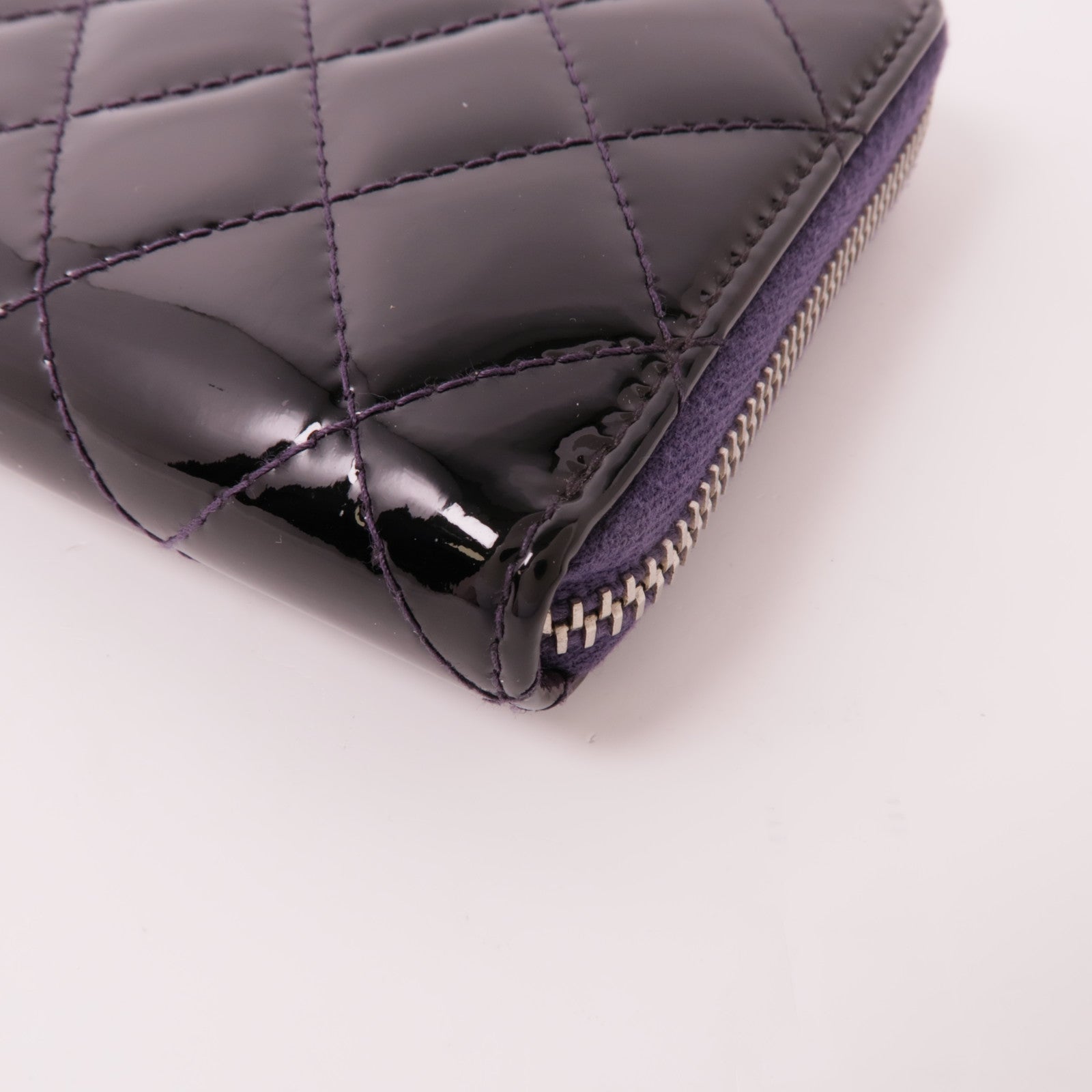 CHANEL 漆皮皮革Long Wallet銀扣長錢包
