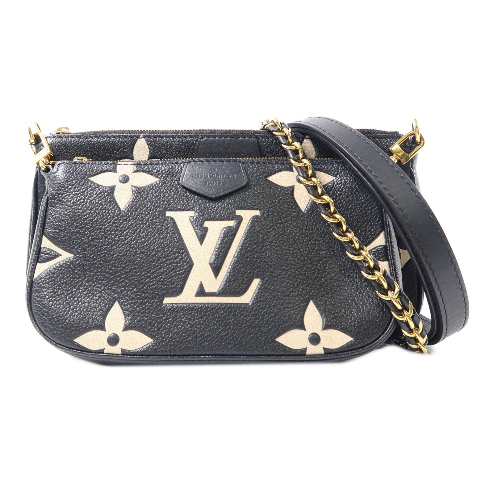 LOUIS VUITTON Monogram Empreinte Multi Pochette Accessoires金扣肩背袋黑色