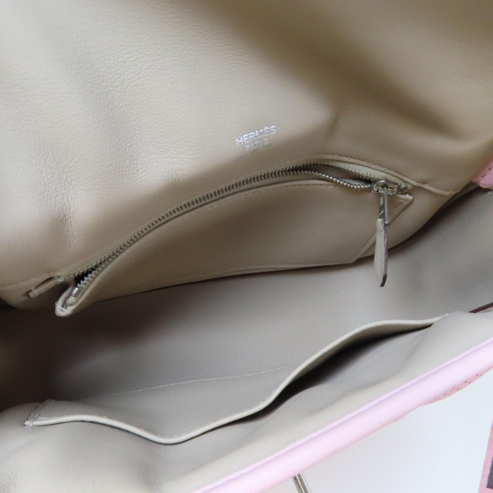 HERMES Swift皮革Mini Berline銀扣肩背袋Rose Sakura/櫻花粉