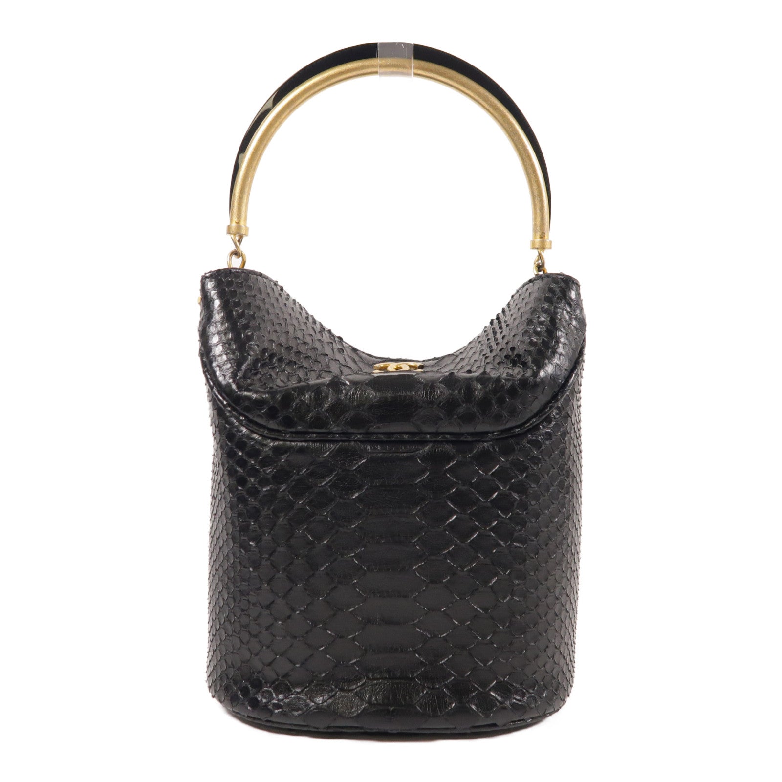 CHANEL 蛇皮皮革2 Way Shoulder金扣手挽肩背兩用袋
