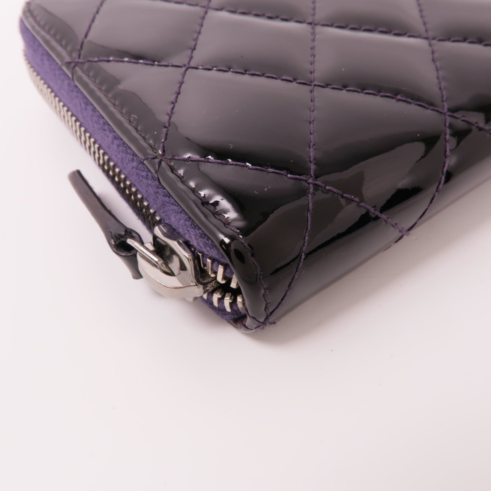 CHANEL 漆皮皮革Long Wallet銀扣長錢包