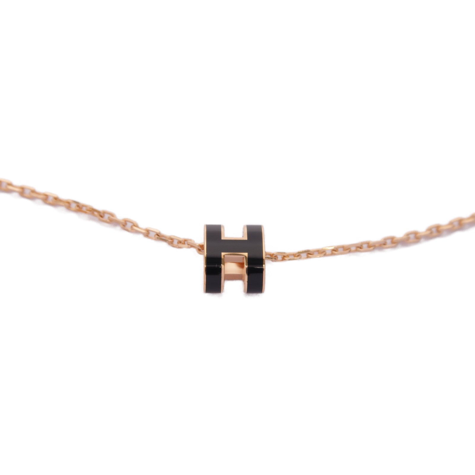 HERMES 金屬Mini Pop H項鍊黑色/粉金色