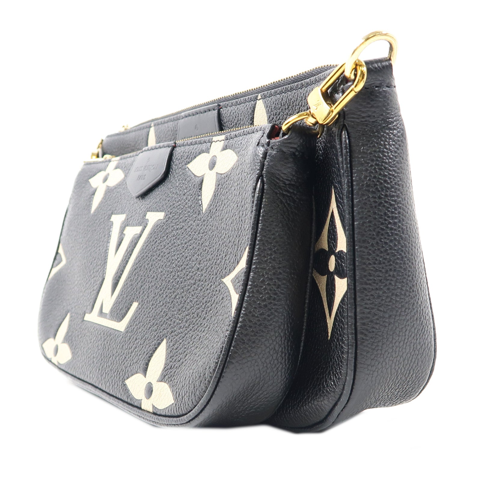 LOUIS VUITTON Monogram Empreinte Multi Pochette Accessoires金扣肩背袋黑色