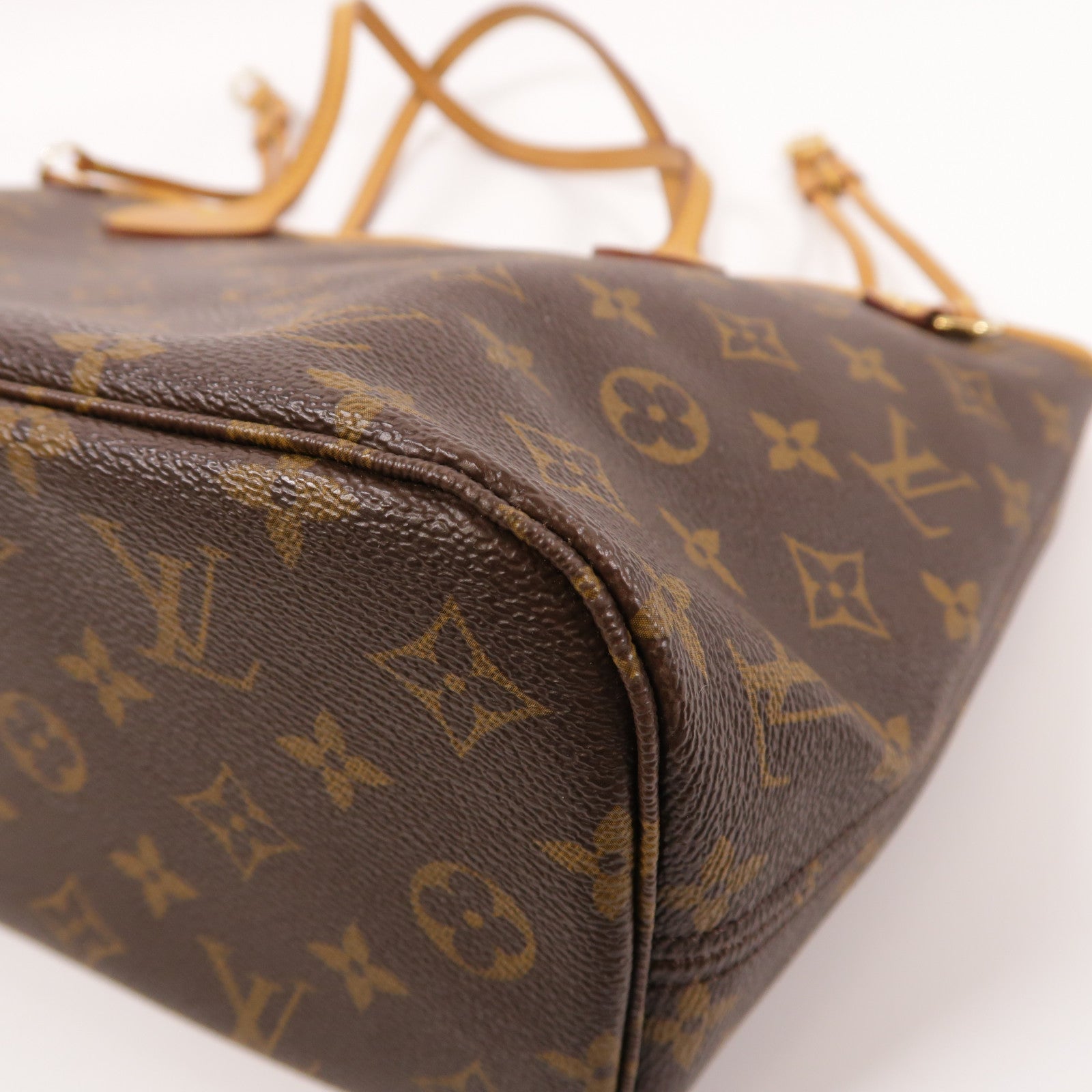 LOUIS VUITTON Monogram Neverfull PM金扣肩背袋棕色