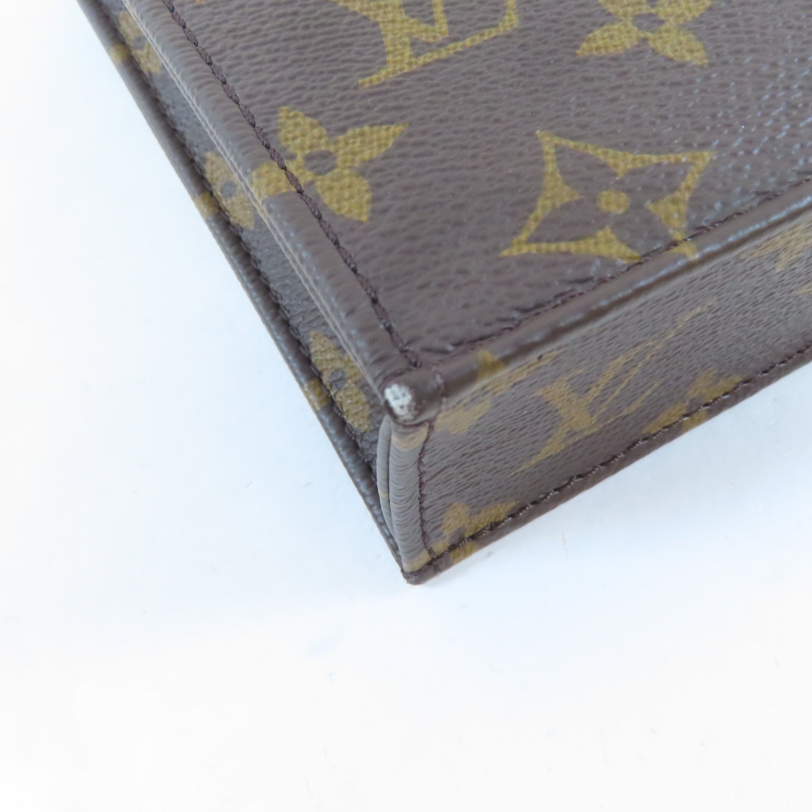 LOUIS VUITTON Monogram Petit Sac Plat金扣手挽肩背兩用袋啡色