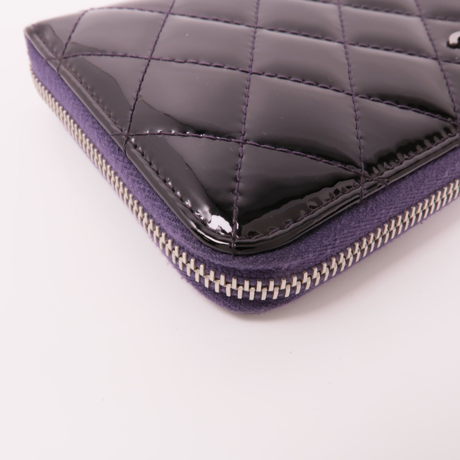 CHANEL 漆皮皮革Long Wallet銀扣長錢包