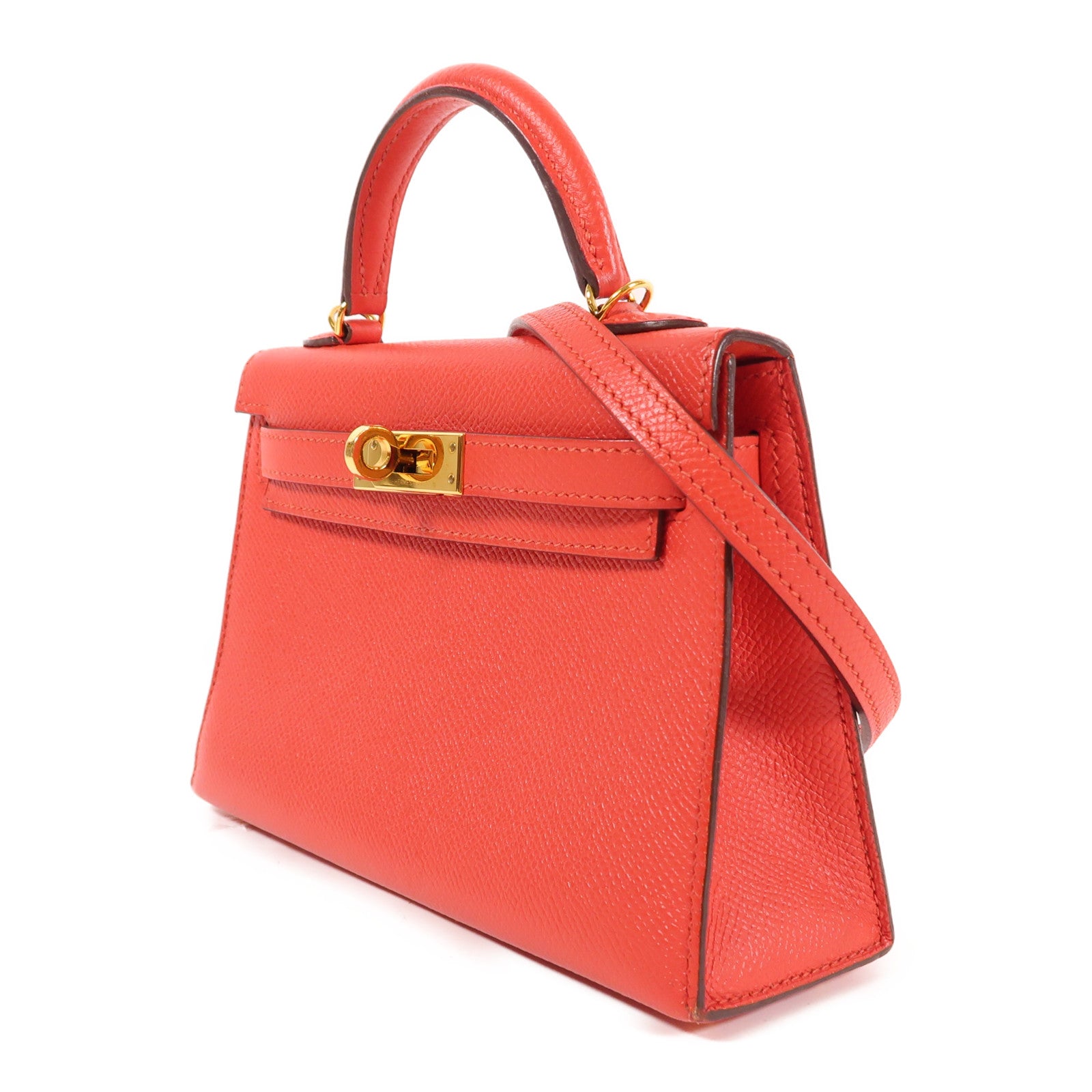 HERMES Epsom皮革Mini Kelly 2金扣手挽肩背兩用袋Rouge De Coeur