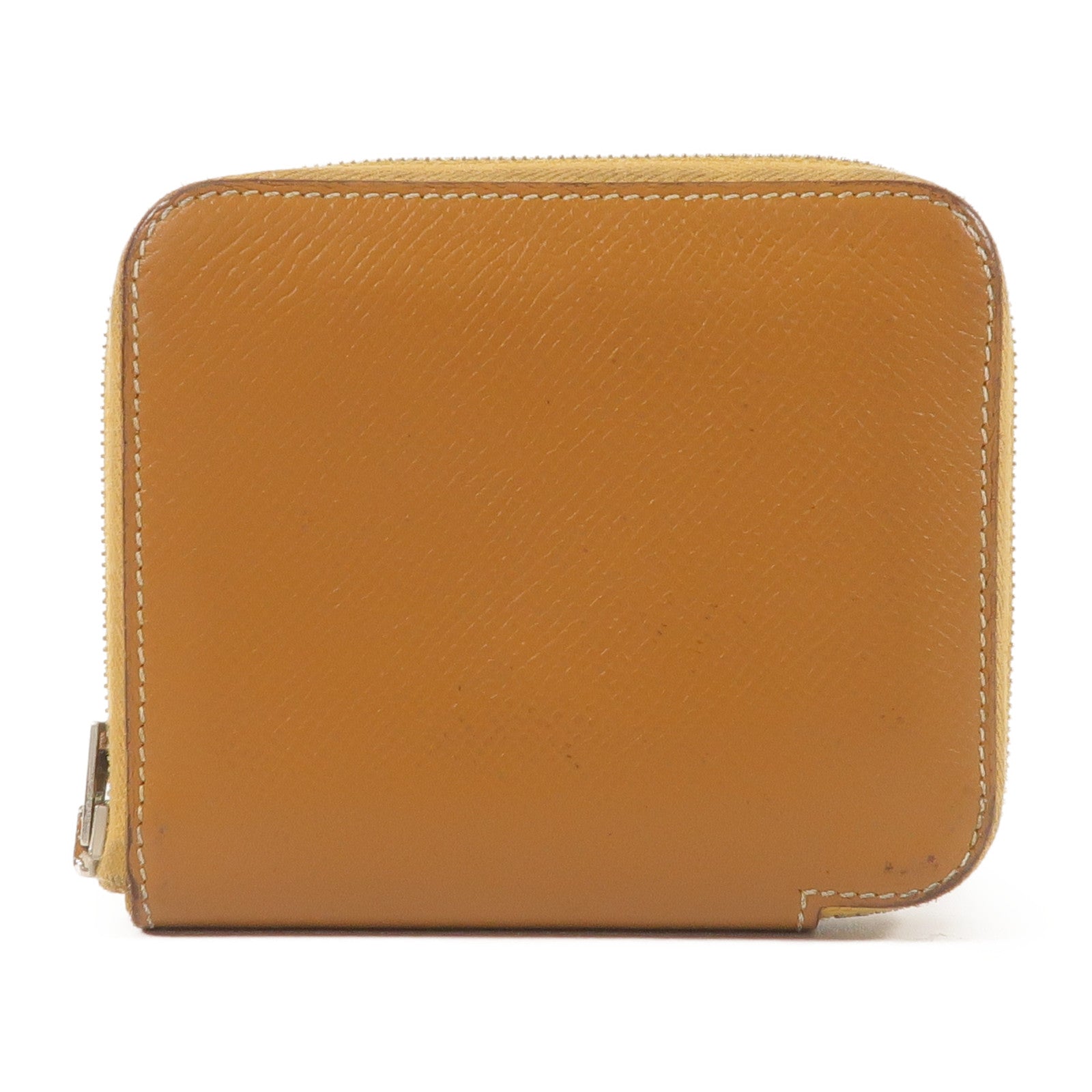 HERMES Epsom皮革/絲質Silk In Compact錢包Gold