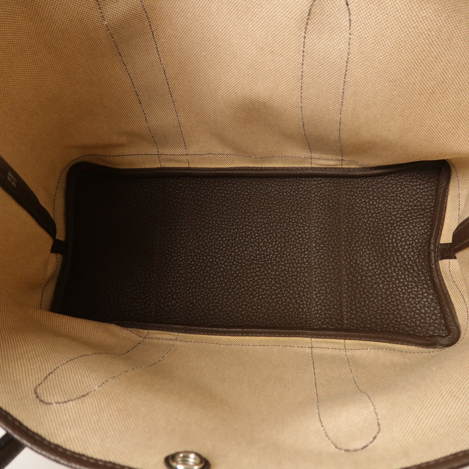 HERMES 帆布Garden Party PM銀扣手挽袋Ebene
