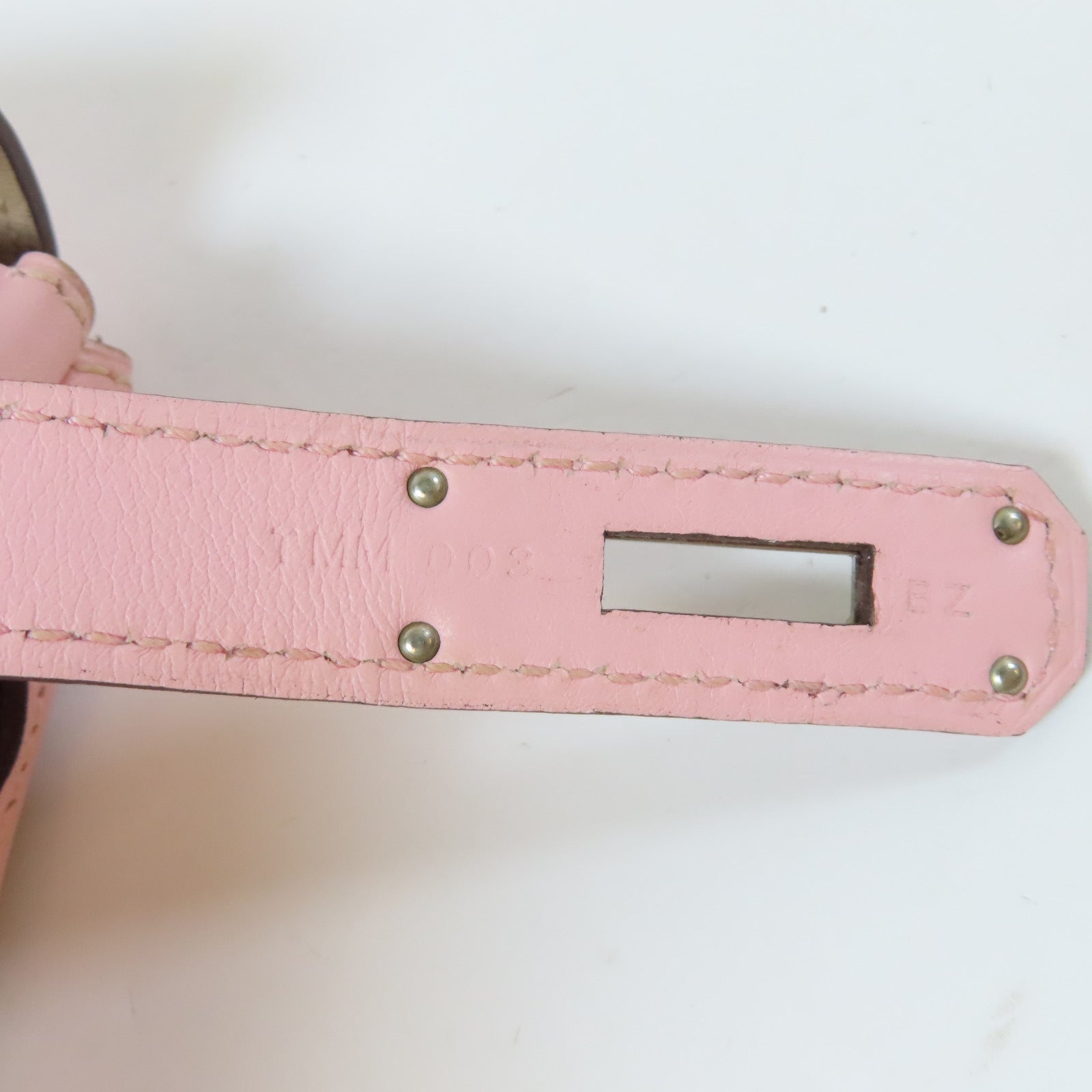 HERMES Swift皮革Mini Berline銀扣肩背袋Rose Sakura/櫻花粉