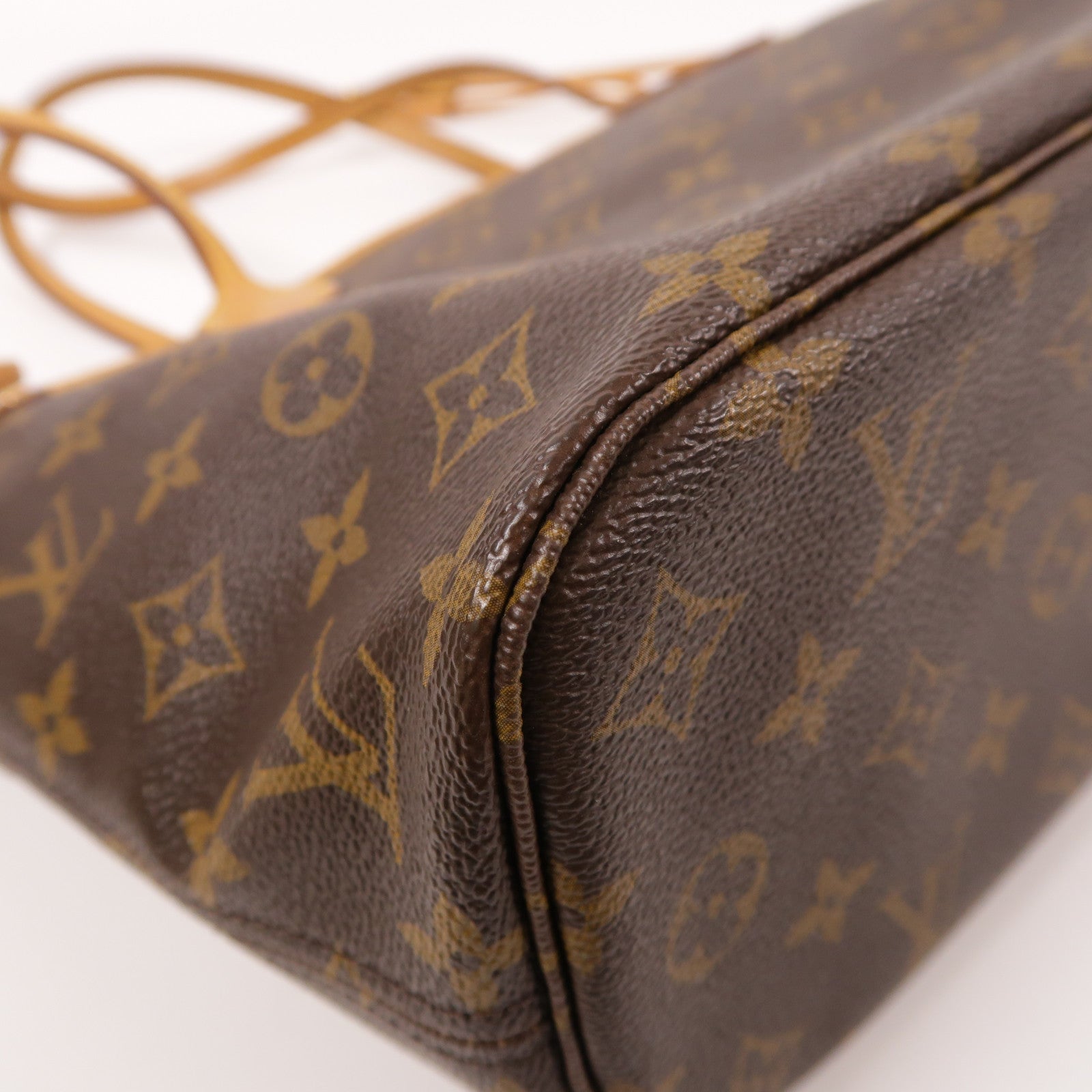 LOUIS VUITTON Monogram Neverfull PM金扣肩背袋棕色