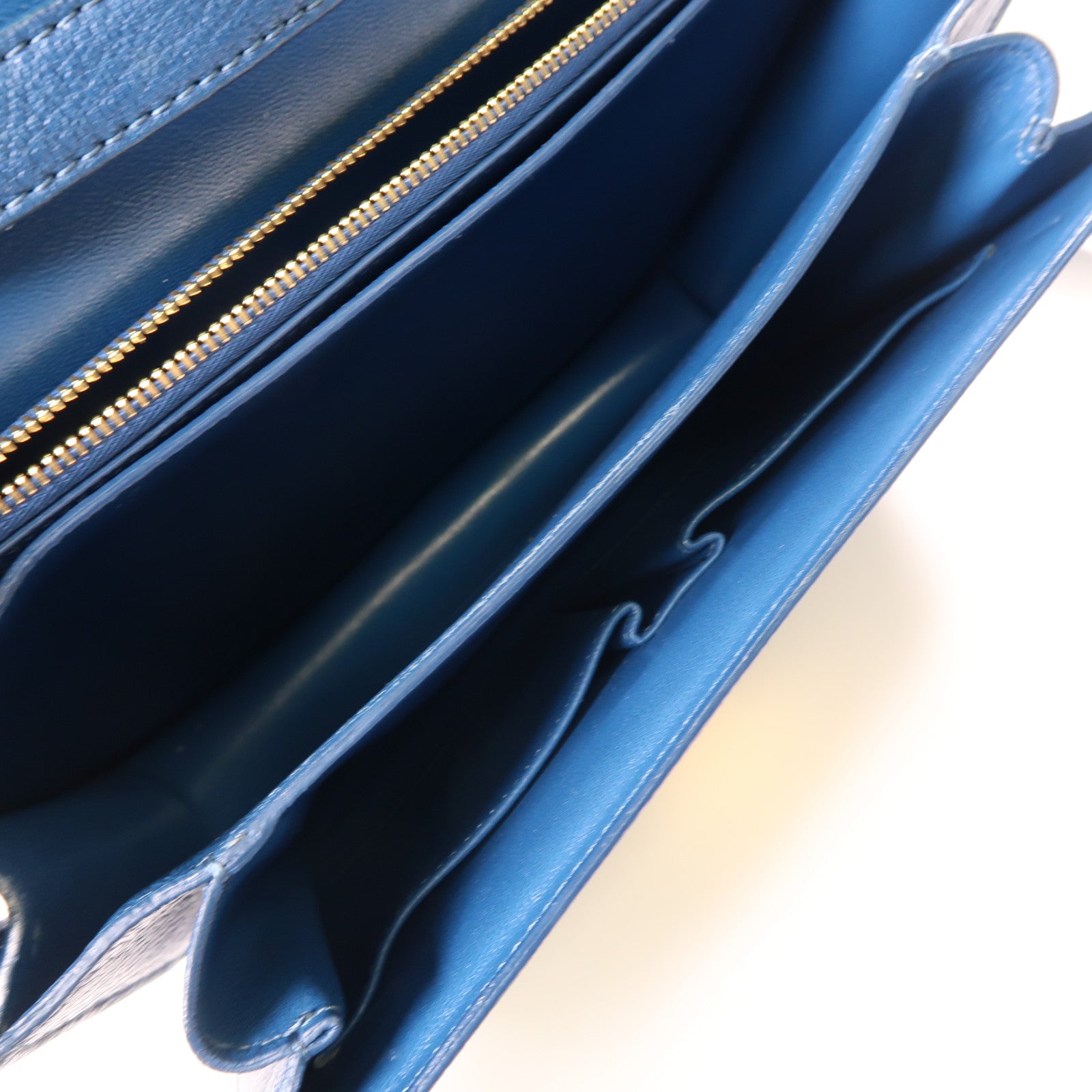 CELINE GHW Classic Box Shoulder Bag Calfskin Leather Blue