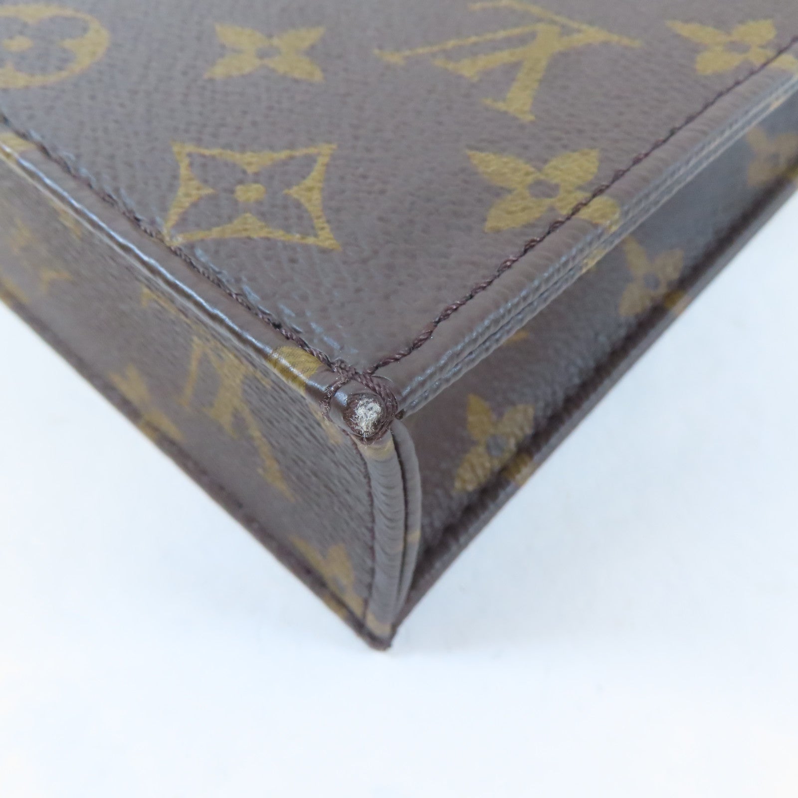 LOUIS VUITTON Monogram Petit Sac Plat金扣手挽肩背兩用袋啡色