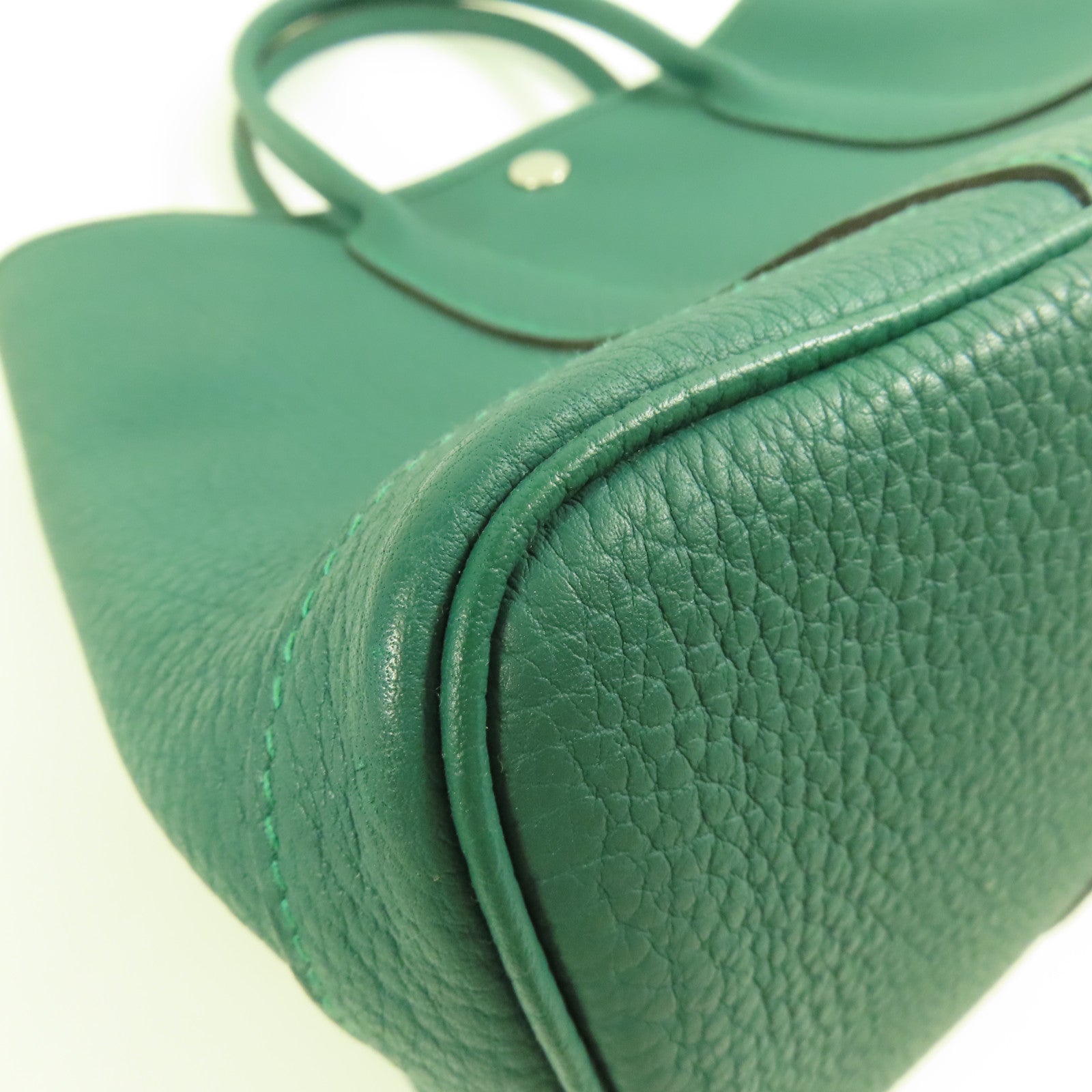 HERMES Negonda皮革Garden Party TPM銀扣手挽袋Malachite