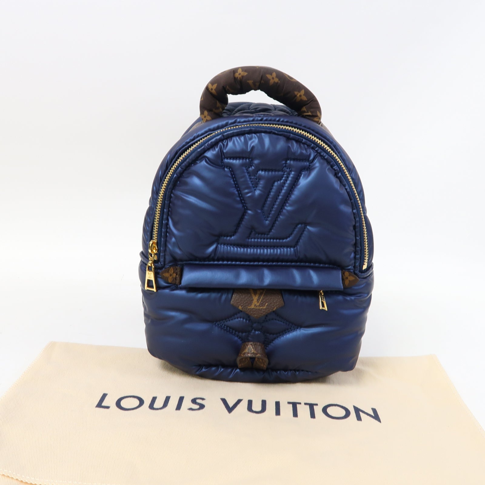 LOUIS VUITTON 【激減優惠】尼龍Palm Springs Mini金扣背包藍色