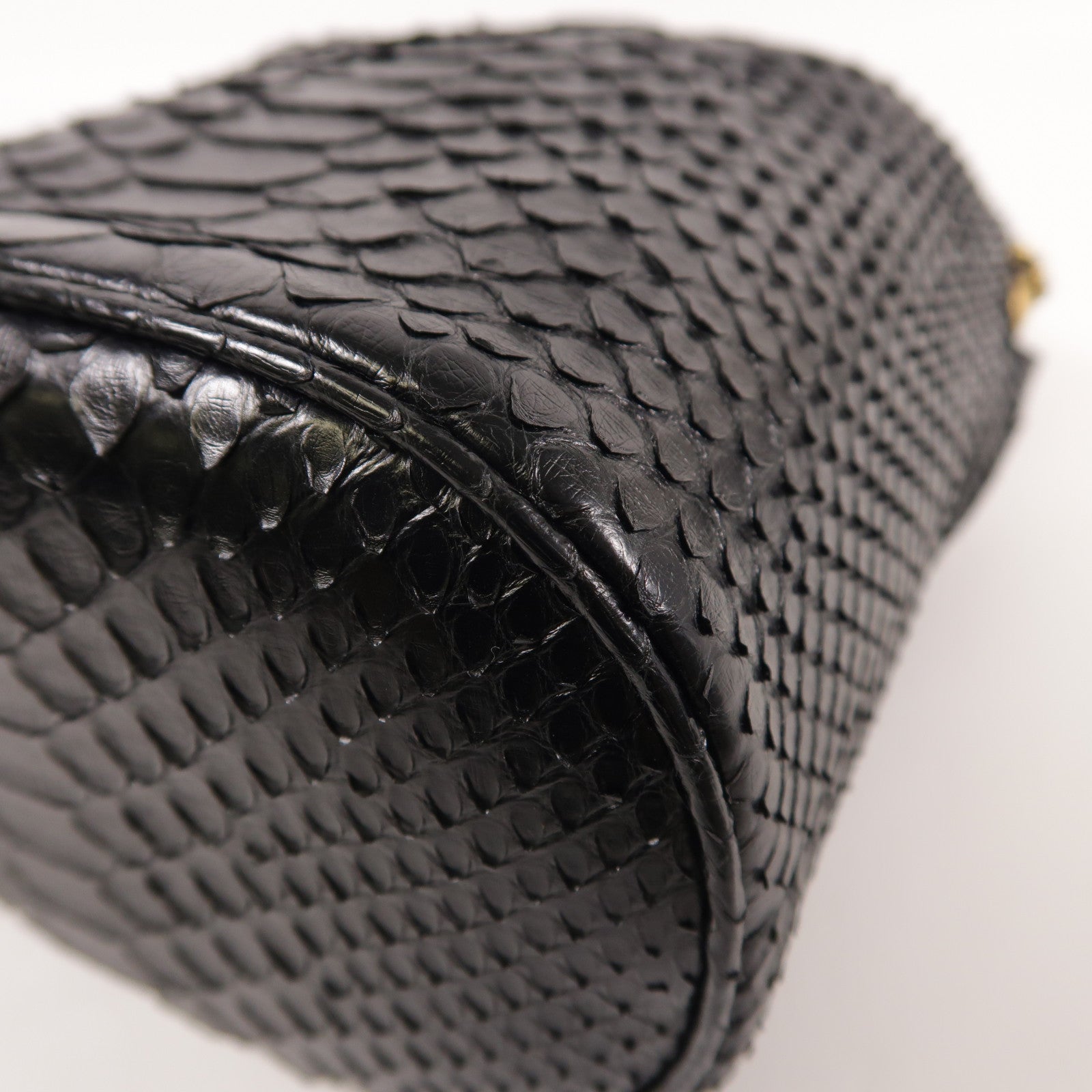 CHANEL 蛇皮皮革2 Way Shoulder金扣手挽肩背兩用袋