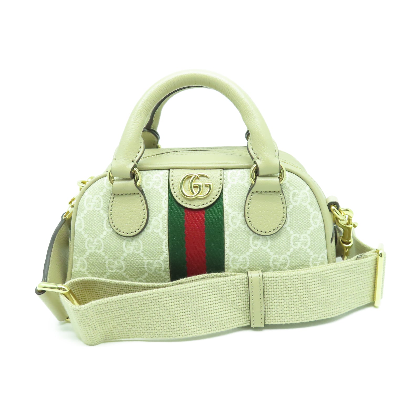 GUCCI 【激減優惠】塗層帆布Ophidia Mini GG Top Handle金扣手挽肩背兩用袋米色