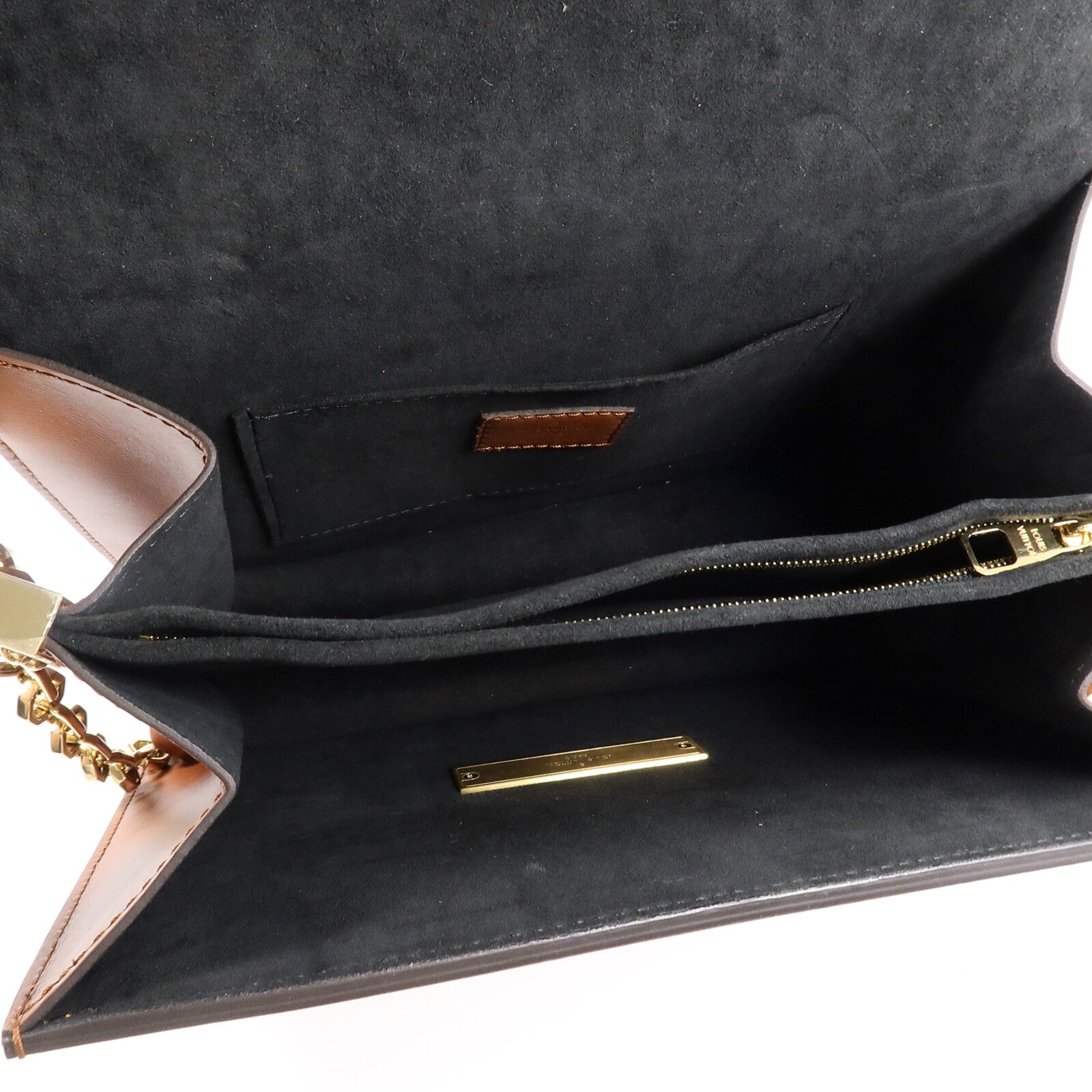 LOUIS VUITTON Monogram/Monogram Reverse Dauphine MM金扣手挽肩背兩用袋棕色