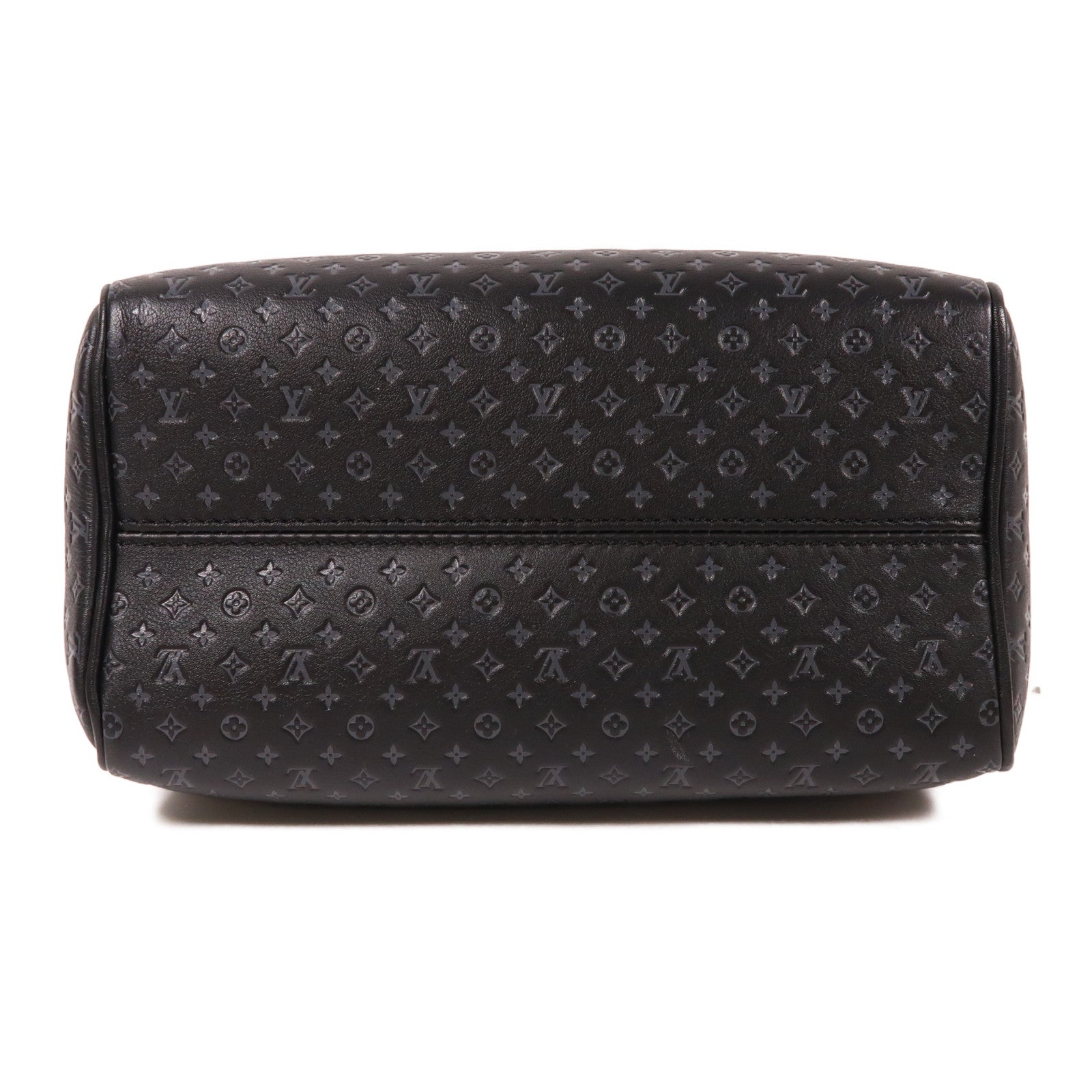 LOUIS VUITTON Nanogram皮革Speedy Bandouliere 20金扣黑色