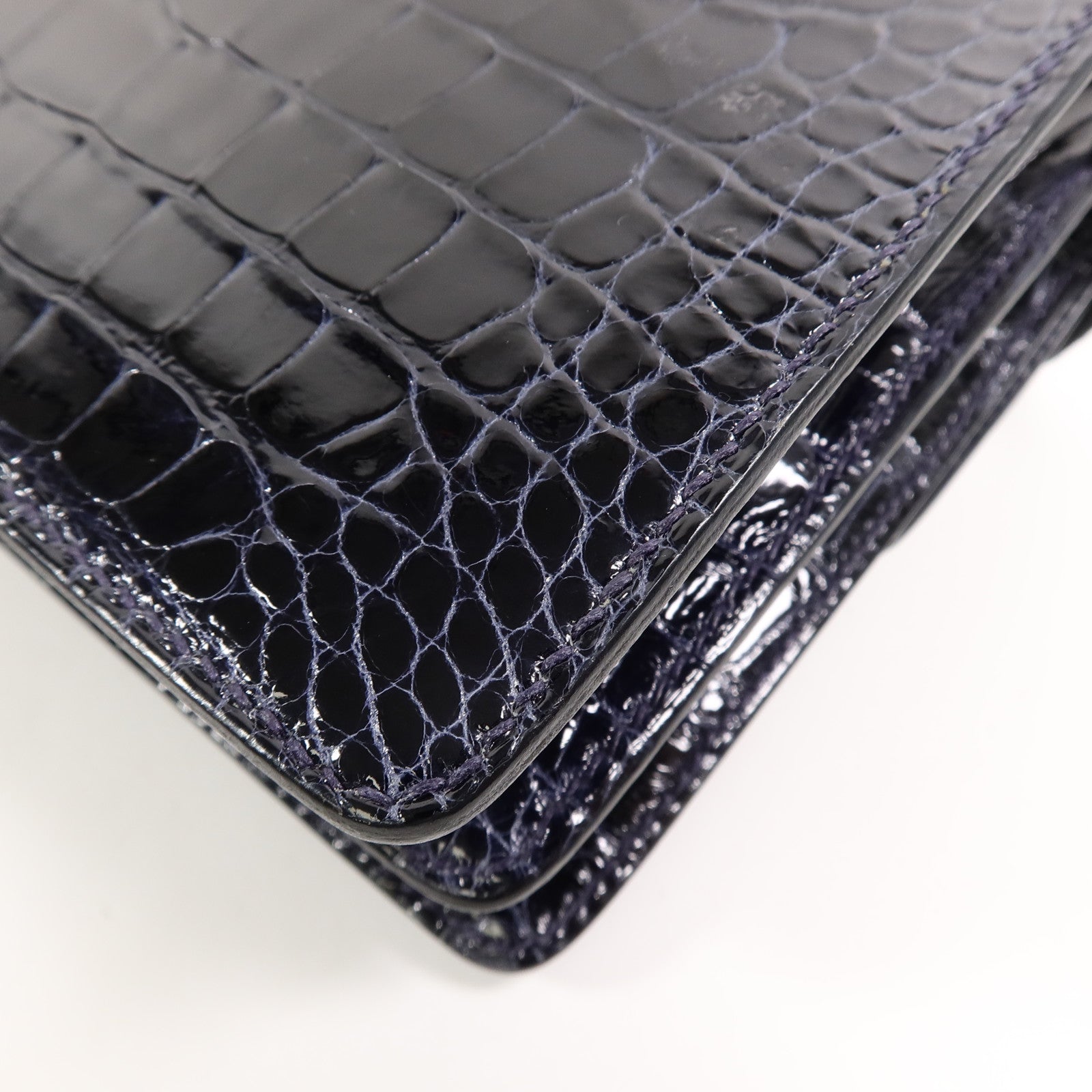 HERMES Alligator皮革Roulis Mini肩背袋Bleu Indigo