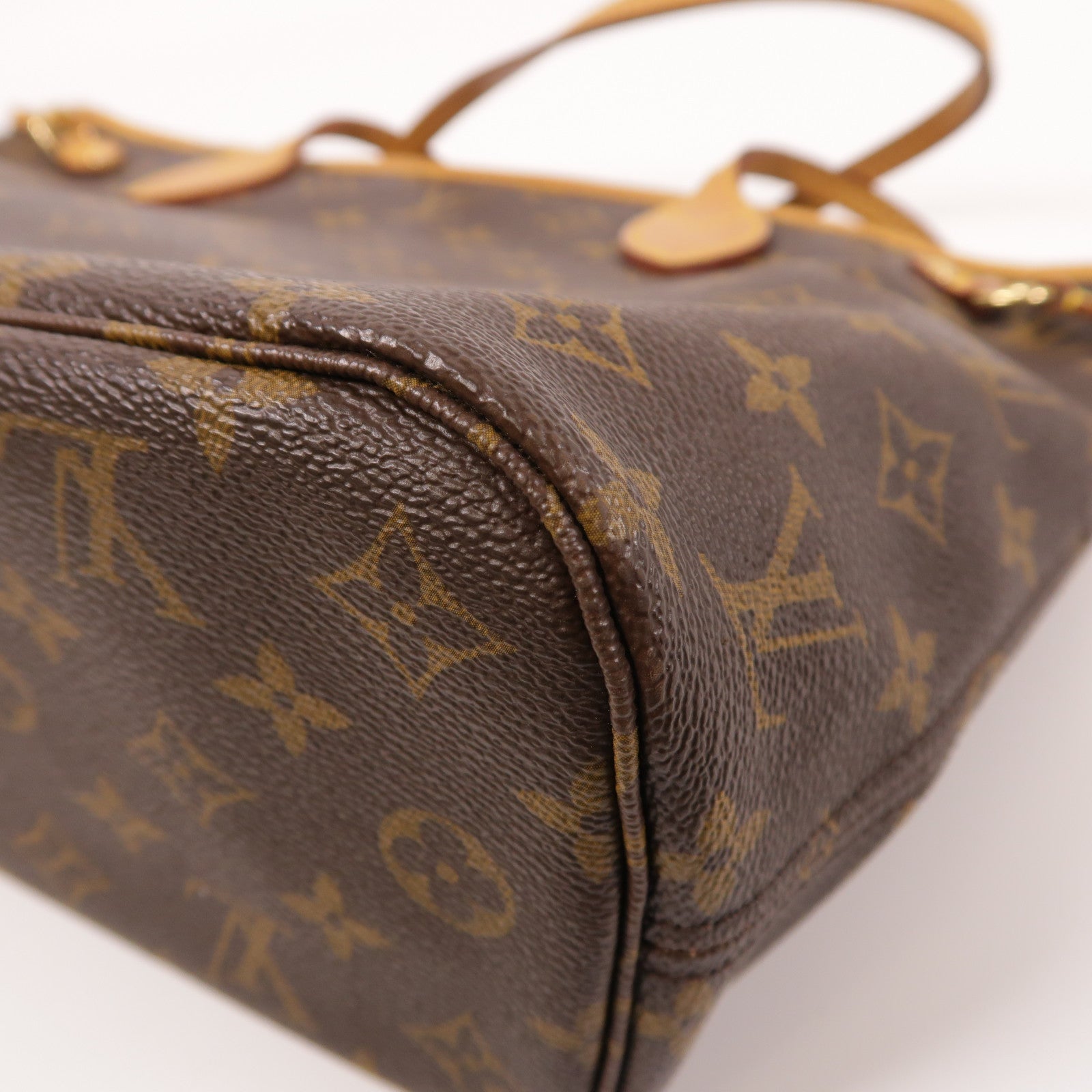 LOUIS VUITTON Monogram Neverfull PM金扣肩背袋棕色