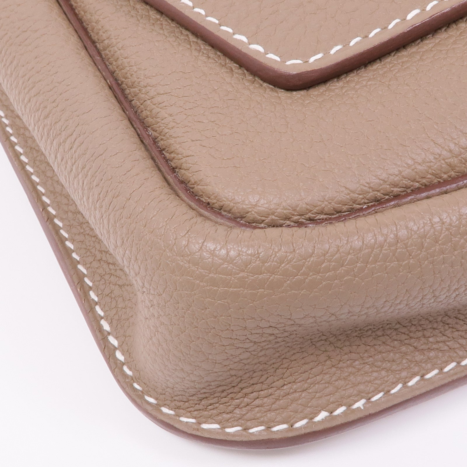HERMES Togo皮革Steve Light Junior銀扣肩背袋Etoupe