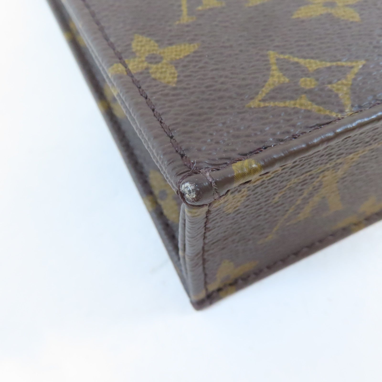 LOUIS VUITTON Monogram Petit Sac Plat金扣手挽肩背兩用袋啡色
