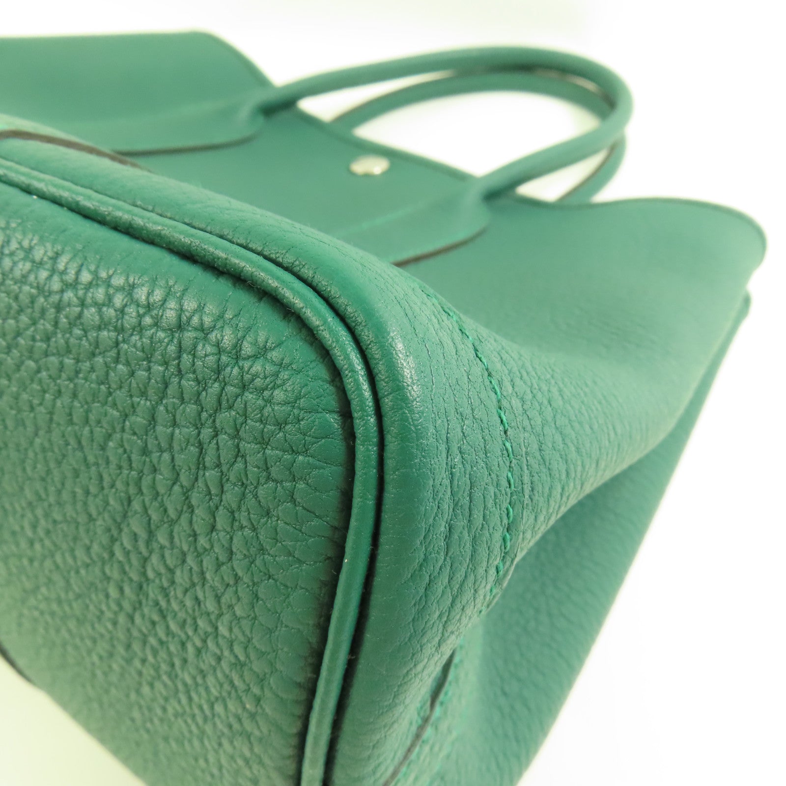 HERMES PHW Garden Party TPM Tote Bag Negonda Leather Malachite