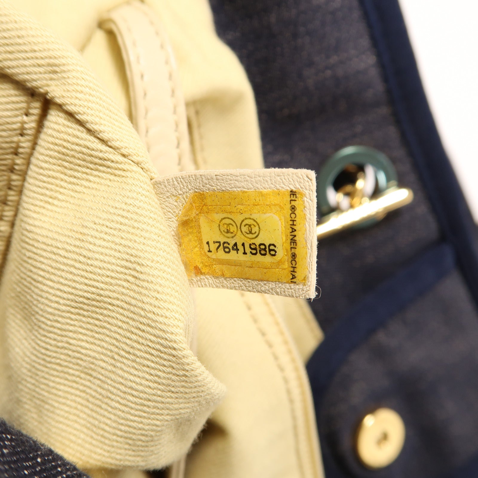 CHANEL 帆布Deauville Tote金扣手挽肩背兩用袋深藍色