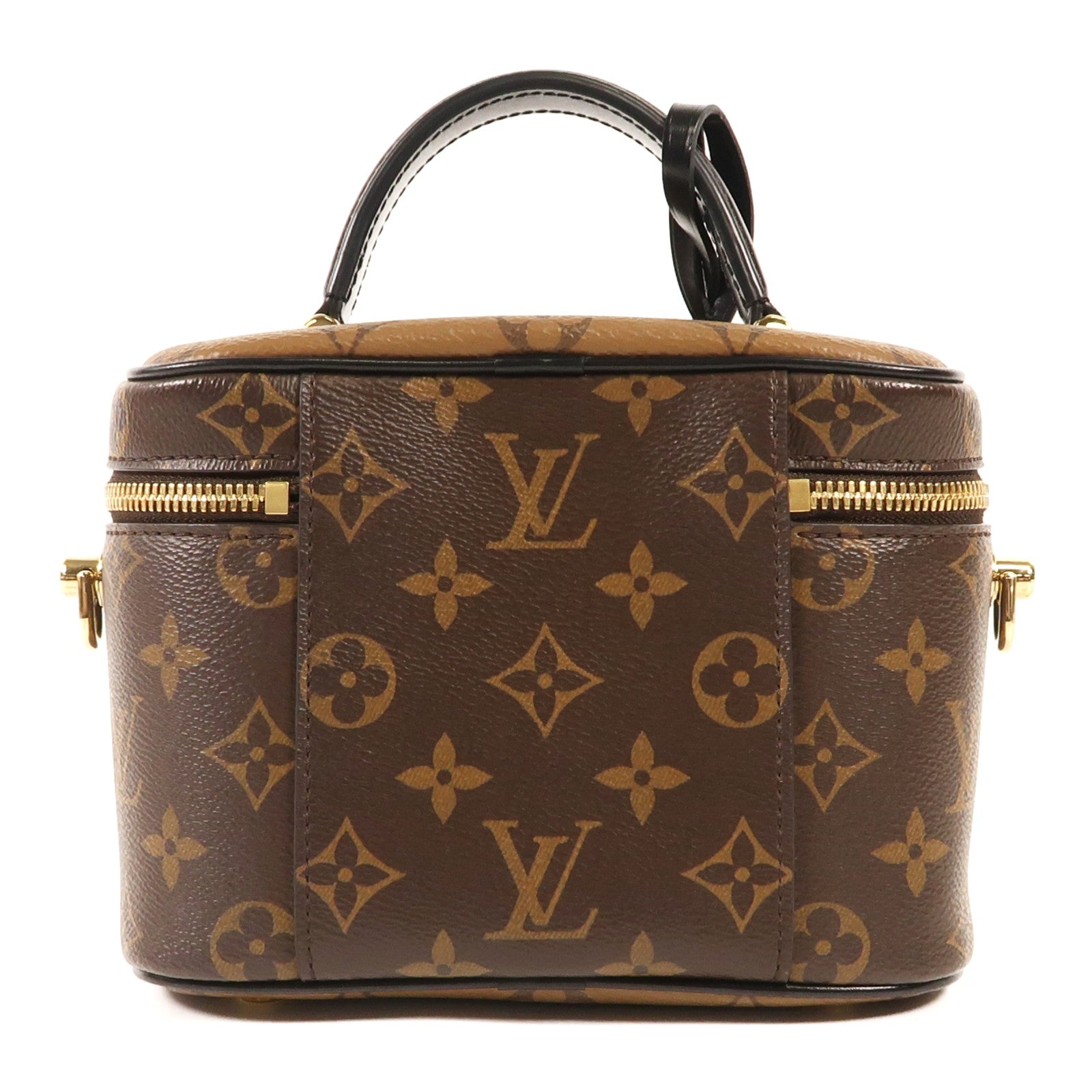 LOUIS VUITTON Monogram Reverse Vanity PM金扣手挽肩背兩用袋棕色