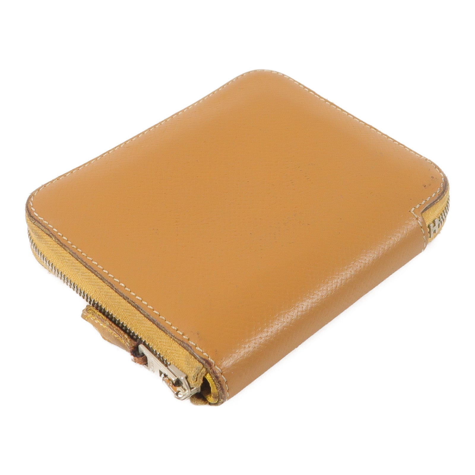 HERMES Epsom皮革/絲質Silk In Compact錢包Gold