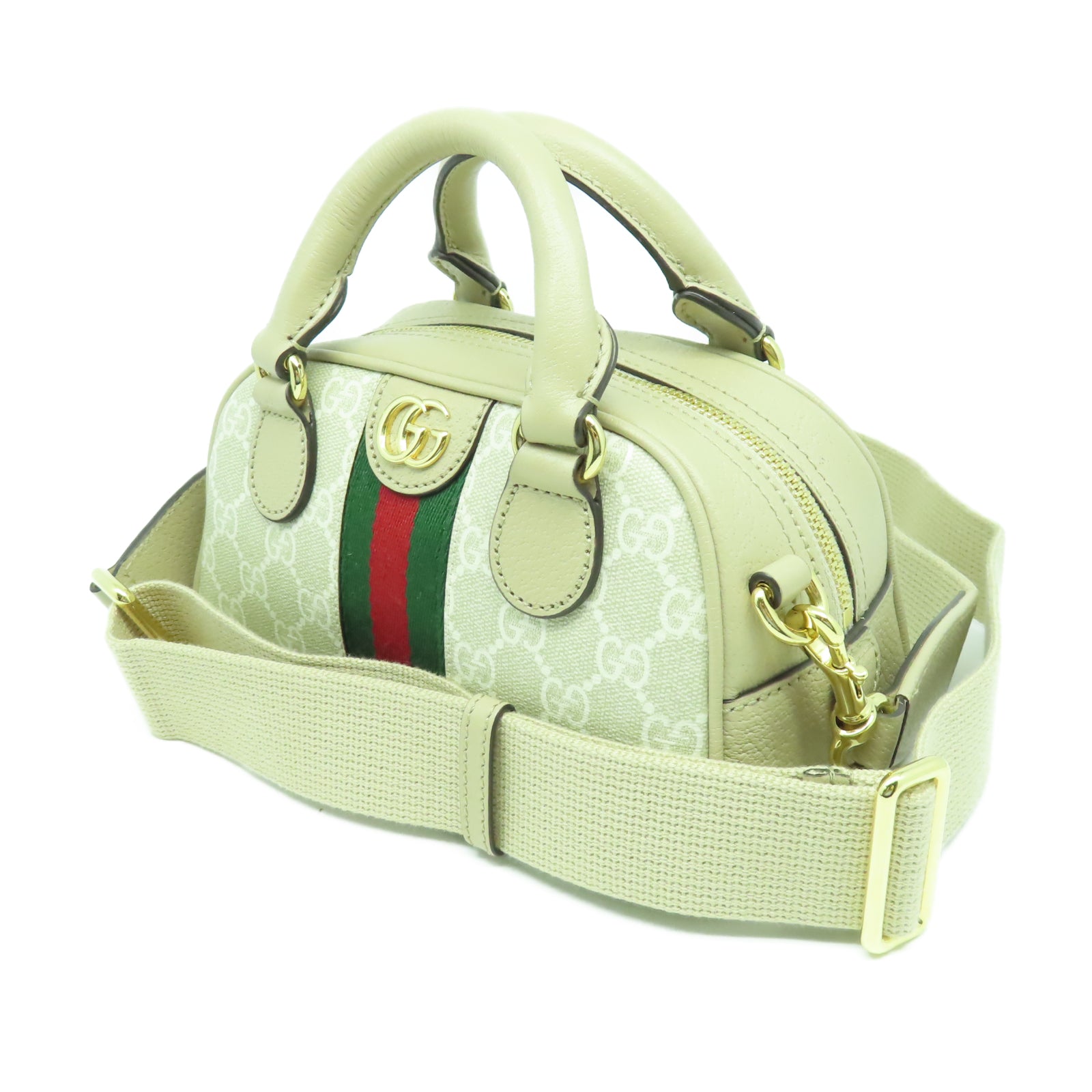GUCCI 【激減優惠】塗層帆布Ophidia Mini GG Top Handle金扣手挽肩背兩用袋米色