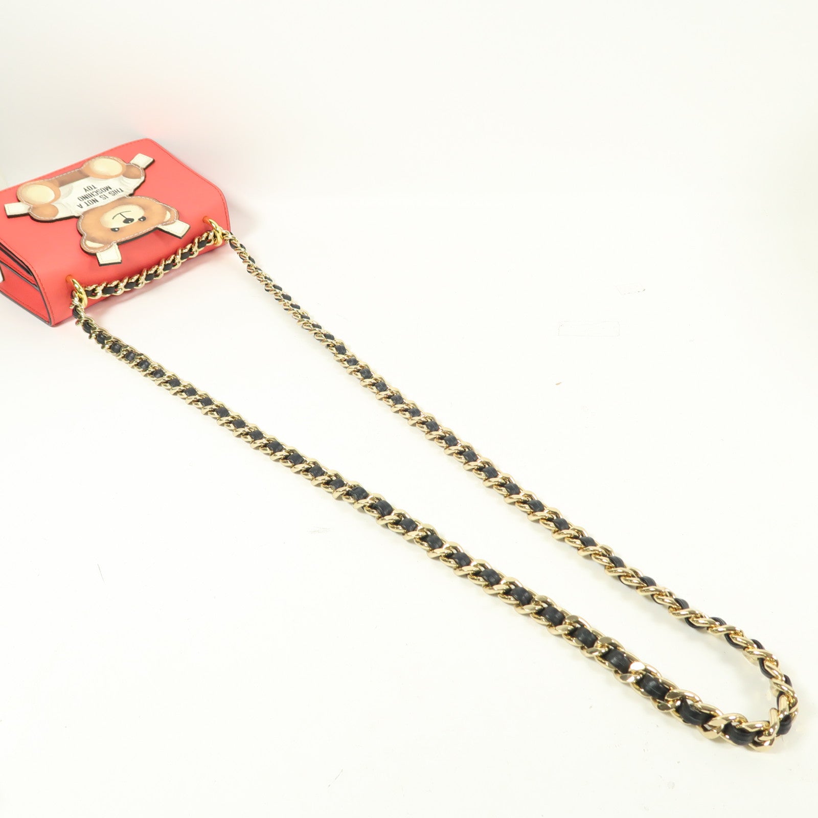 MOSCHINO 皮革Shoulder Bag金扣鏈帶肩背袋