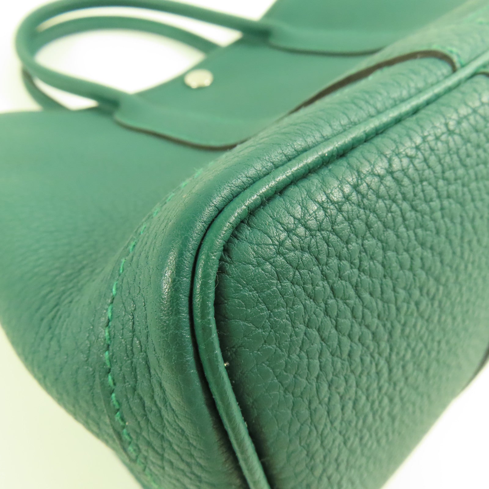 HERMES PHW Garden Party TPM Tote Bag Negonda Leather Malachite