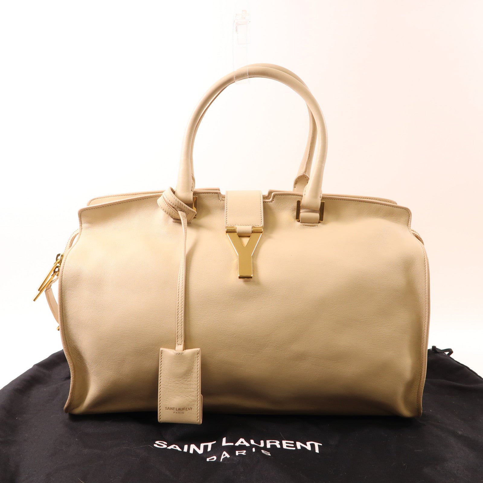 SAINT LAURENT 牛皮皮革Y Line金扣手挽袋