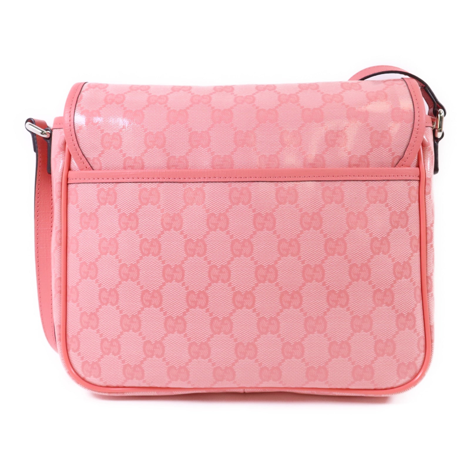 GUCCI 塗層帆布GG Supreme銀扣肩背袋