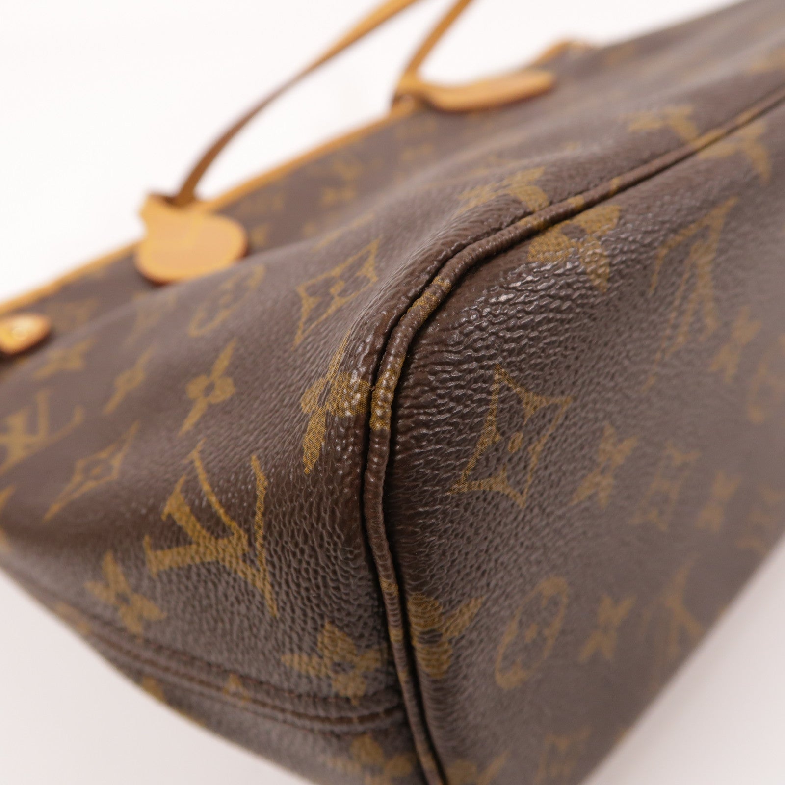 LOUIS VUITTON Monogram Neverfull PM金扣肩背袋棕色