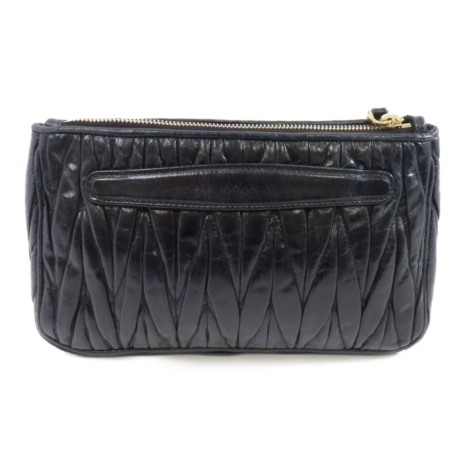 Miu Miu 牛皮皮革Clutch Bag金扣手拿包黑色