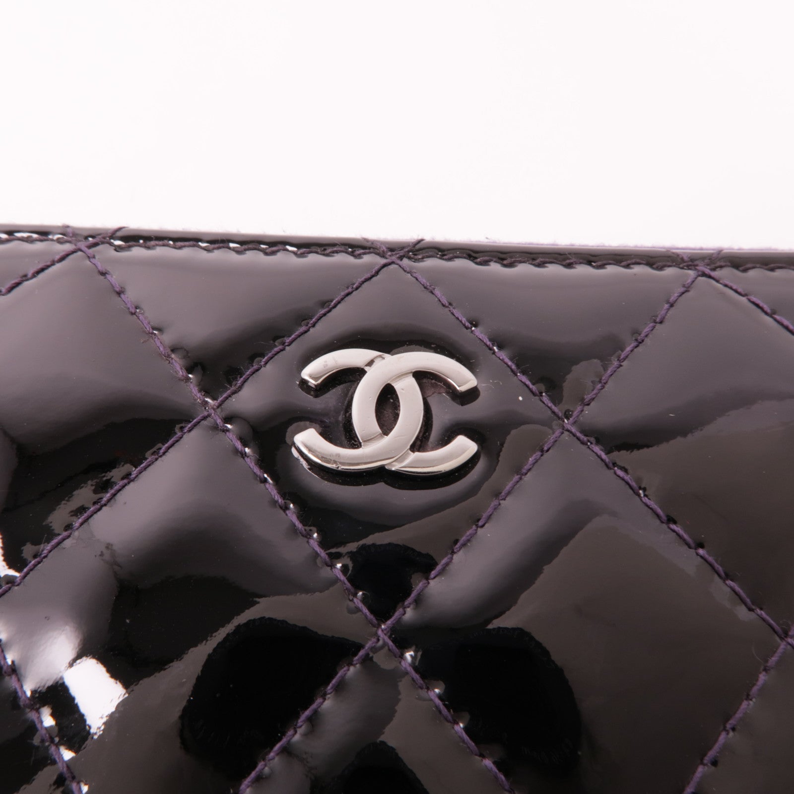 CHANEL 漆皮皮革Long Wallet銀扣長錢包