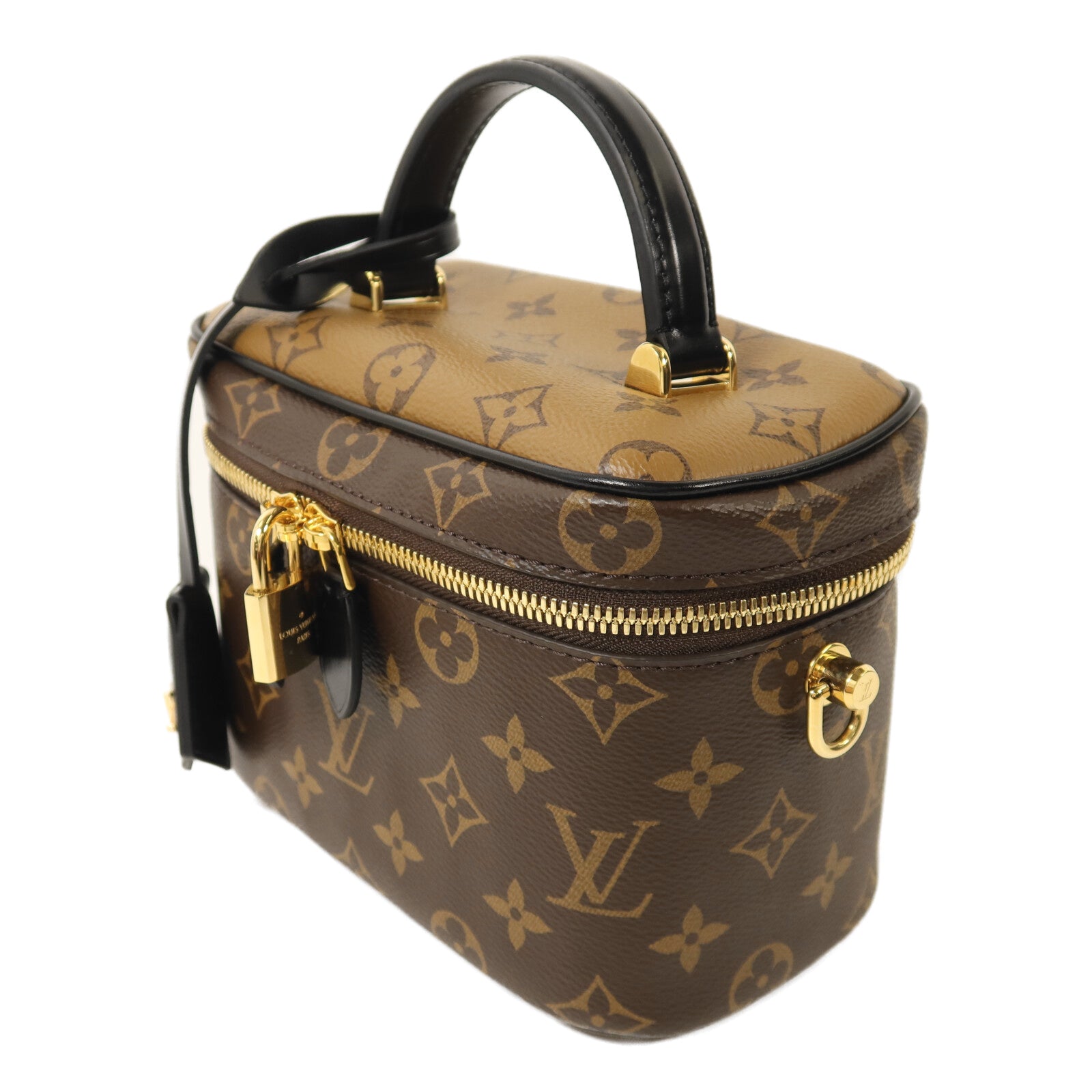 LOUIS VUITTON Monogram Reverse Vanity PM金扣鏈帶手挽肩背兩用袋
