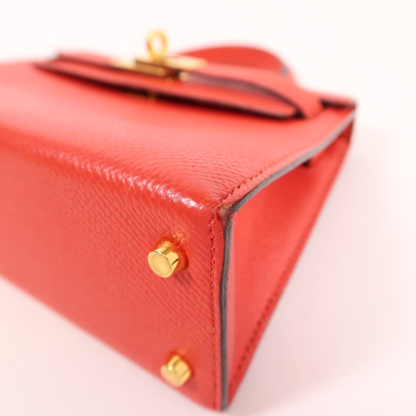HERMES Epsom皮革Mini Kelly 2金扣手挽肩背兩用袋Rouge De Coeur