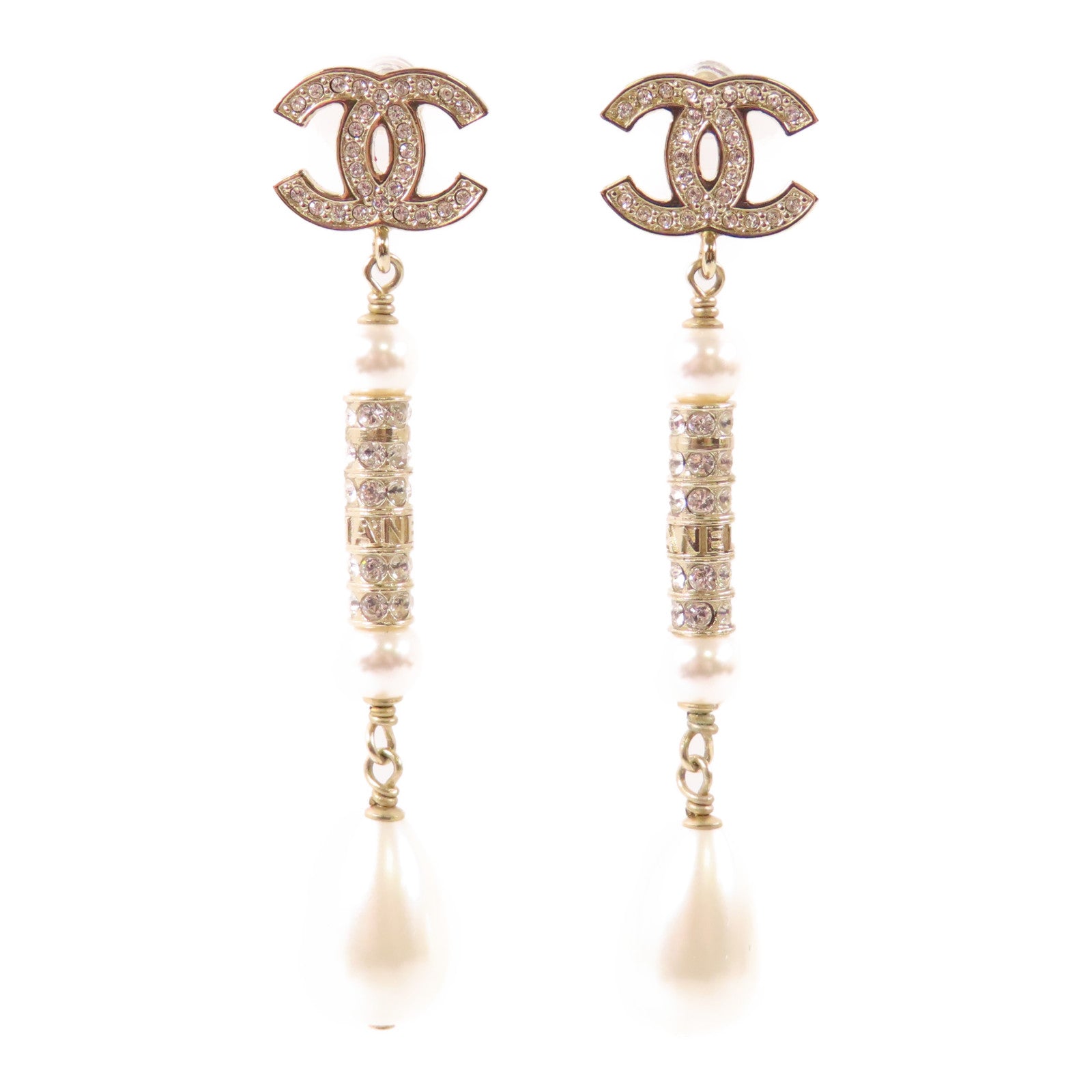 CHANEL PVC/金屬Earrings耳環白色/金色