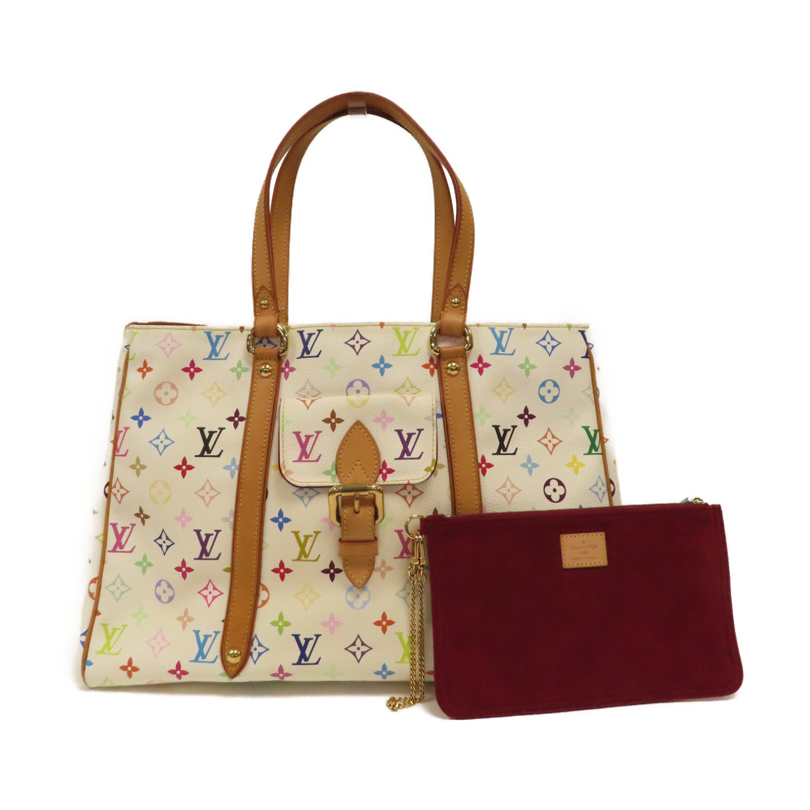 LOUIS VUITTON Monogram Multicolore Aurelia GM金扣肩背袋白色/彩色