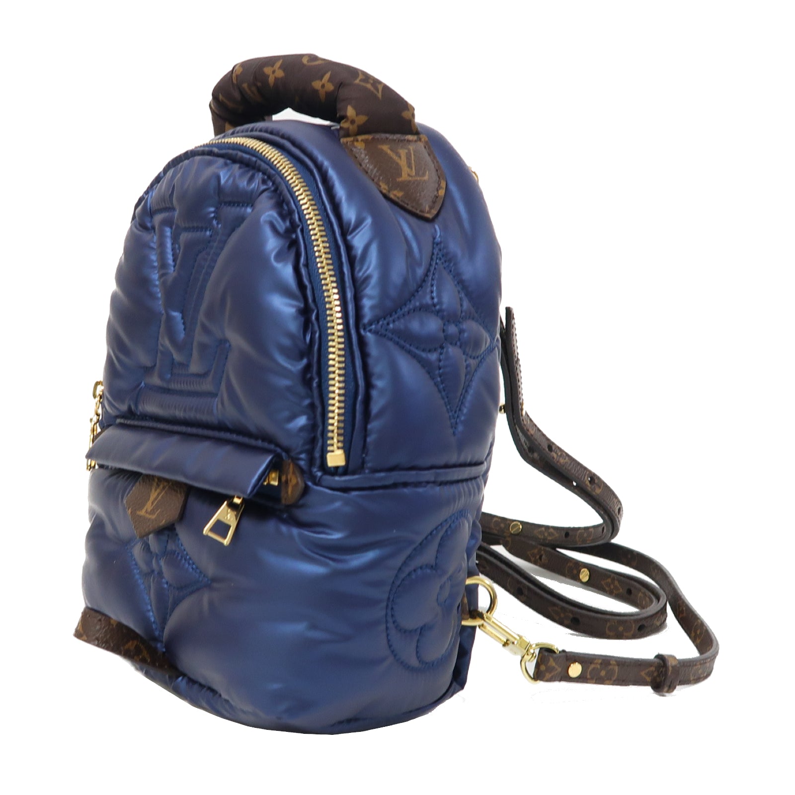LOUIS VUITTON 【激減優惠】尼龍Palm Springs Mini金扣背包藍色