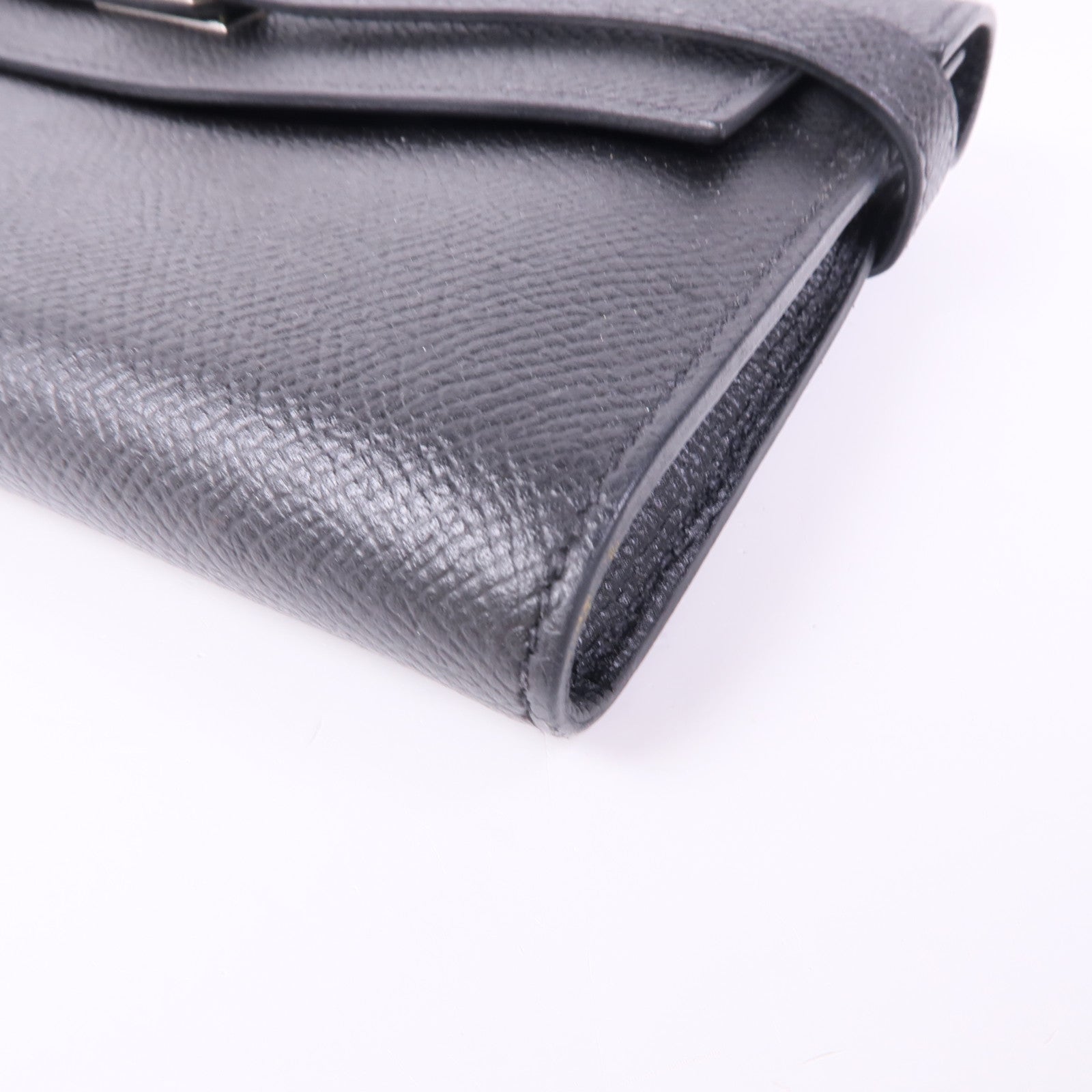 HERMES Epsom皮革Kelly Wallet銀扣長錢包Noir